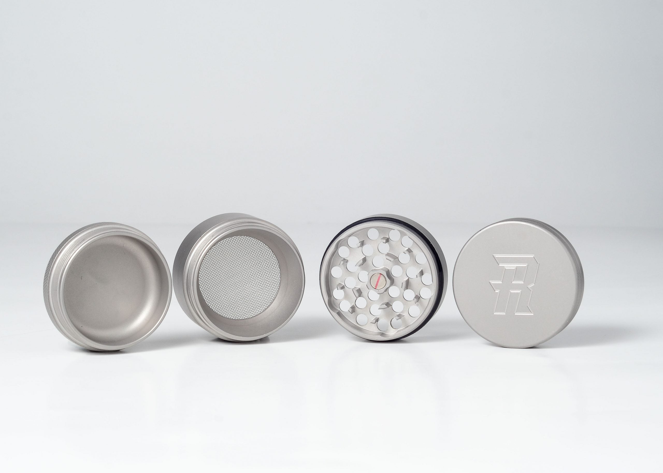 Complete 2" Classic 4 Piece Herb Grinder – 100% Stainless Steel w- All Plates - TheSmokeyMcPotz Collection 