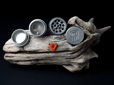 Mini Portable Herb Grinder 4 Piece – 100% Stainless Steel w- Hybrid Plate - TheSmokeyMcPotz Collection 