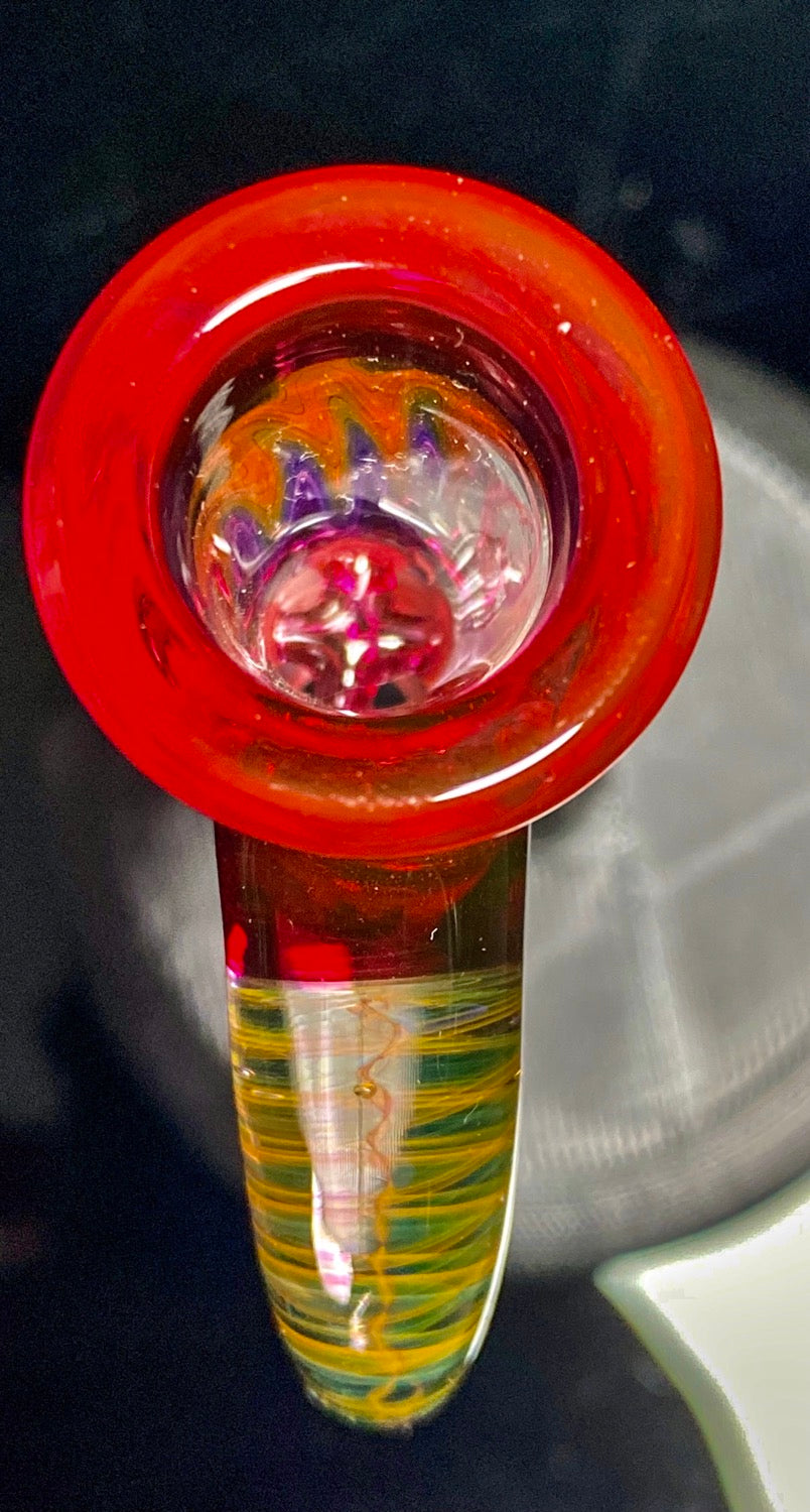 DJack Fully Worked Gold Ruby 14mm 4-Hole Slide - TheSmokeyMcPotz Collection 
