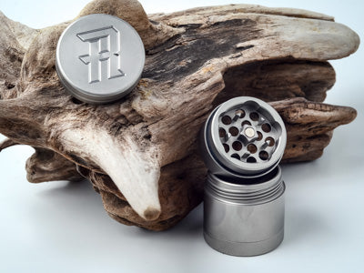Mini Portable Herb Grinder 4 Piece – 100% Stainless Steel w- Hybrid Plate - TheSmokeyMcPotz Collection 