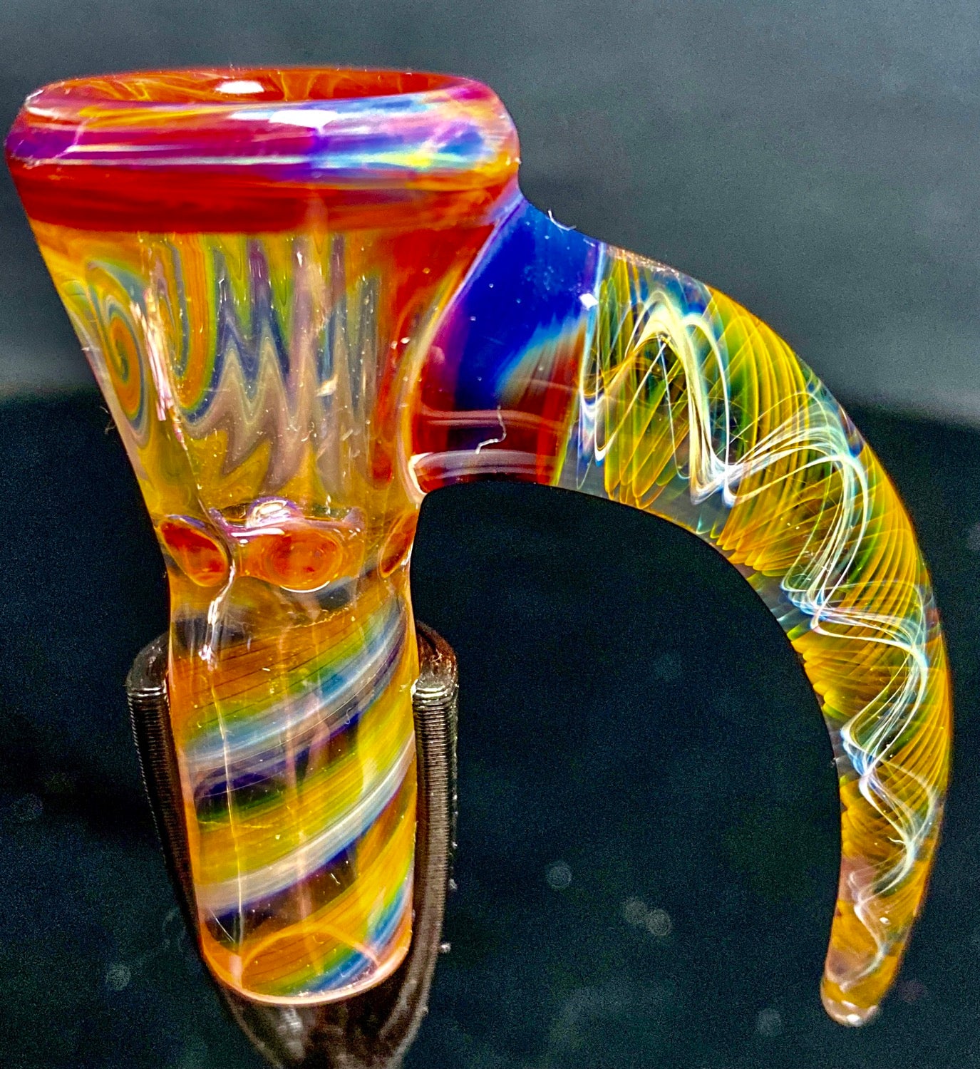 DJack Fully Worked Amber Purple 14mm 4-Hole Slide - TheSmokeyMcPotz Collection 