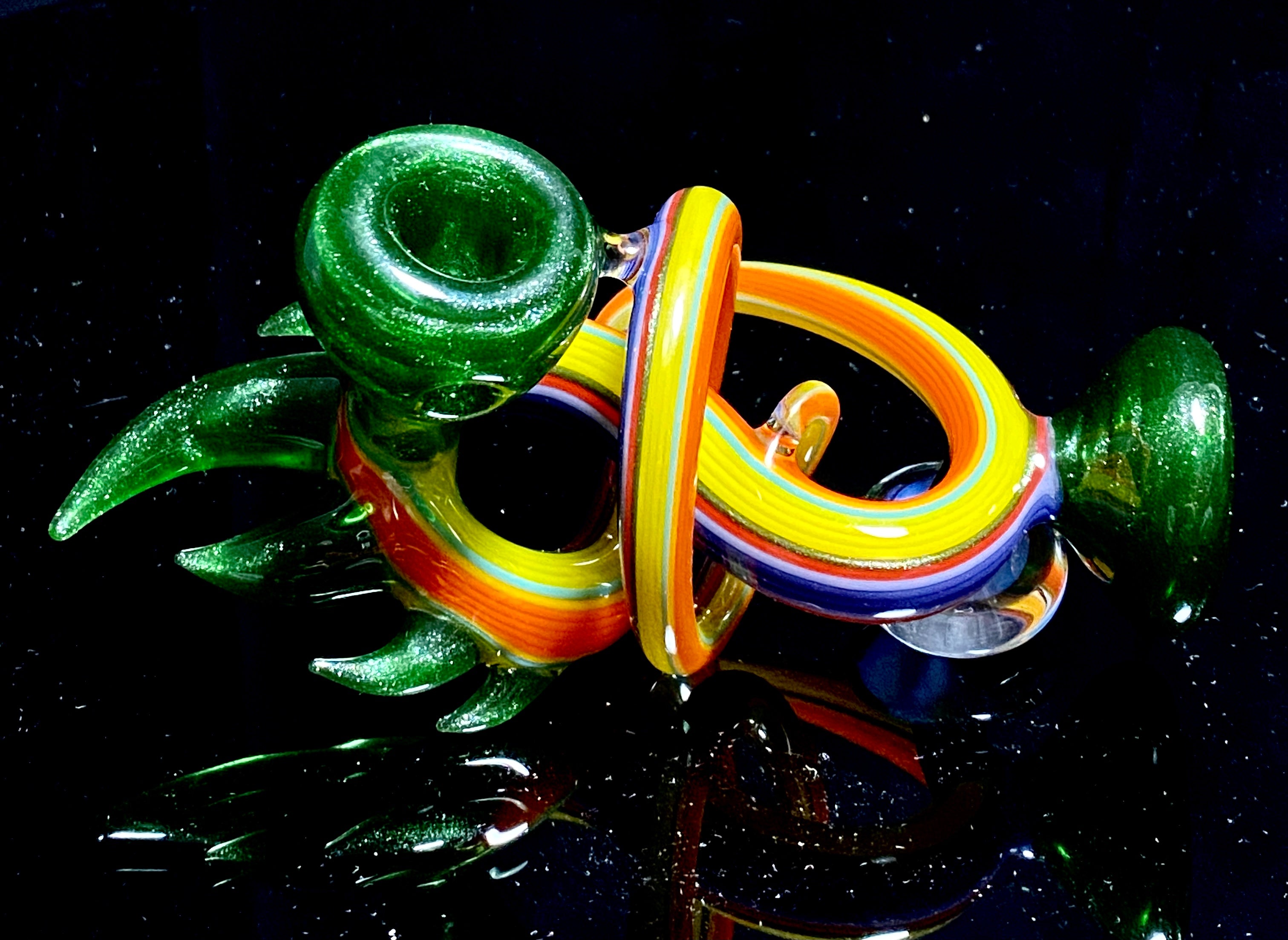 Cambria Glass Green Swirl Spoon - TheSmokeyMcPotz Collection 