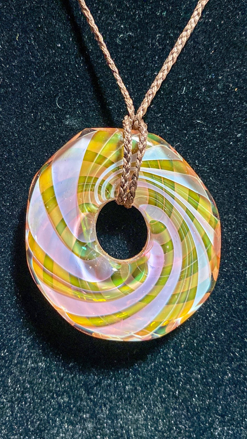 Jhanny Rise FACETED Fumed Matrix Disc Pendie - TheSmokeyMcPotz Collection 
