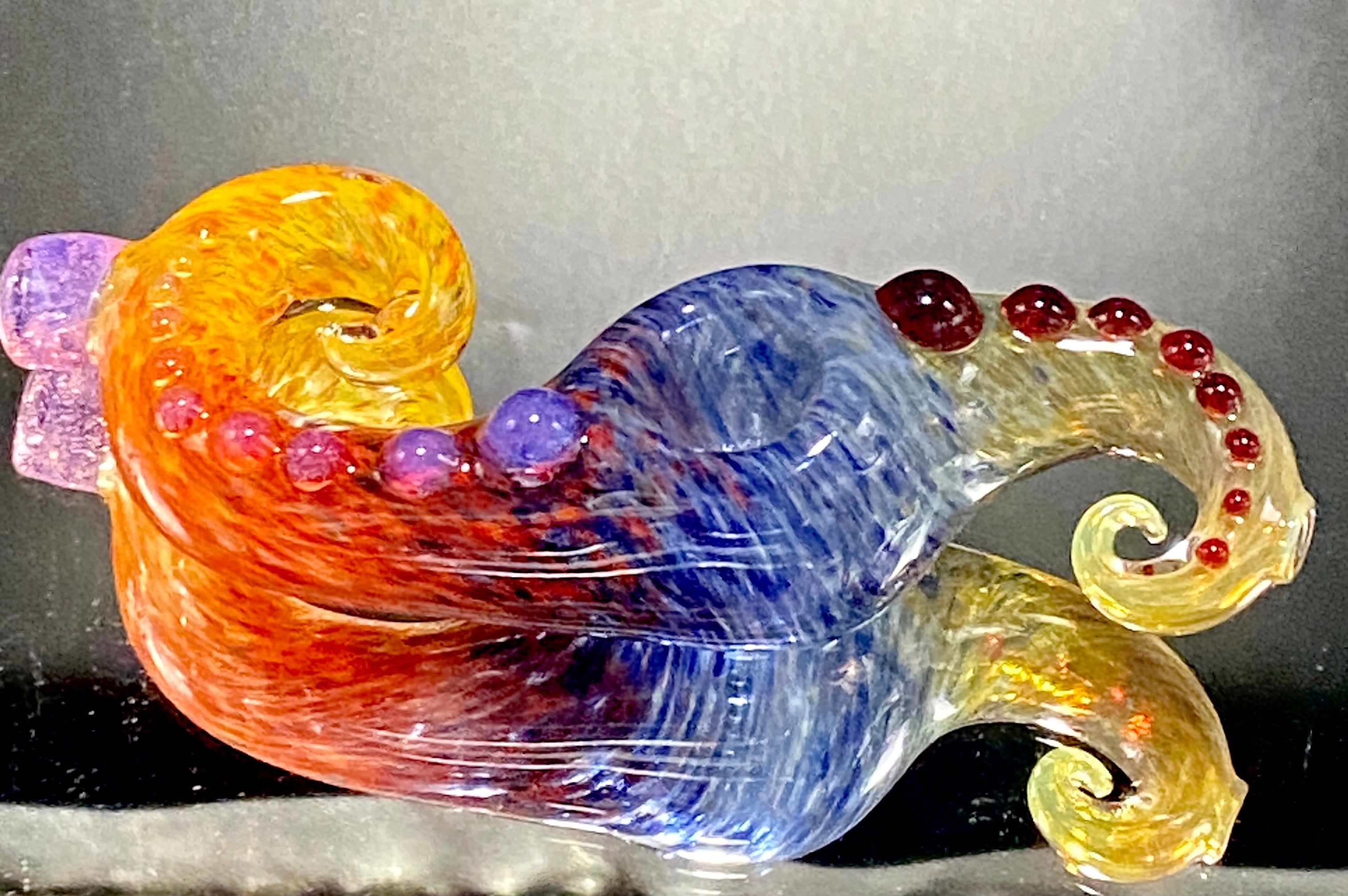 Global Glassworks "S" Curl Spoon Full Color Yellow Tail - TheSmokeyMcPotz Collection 