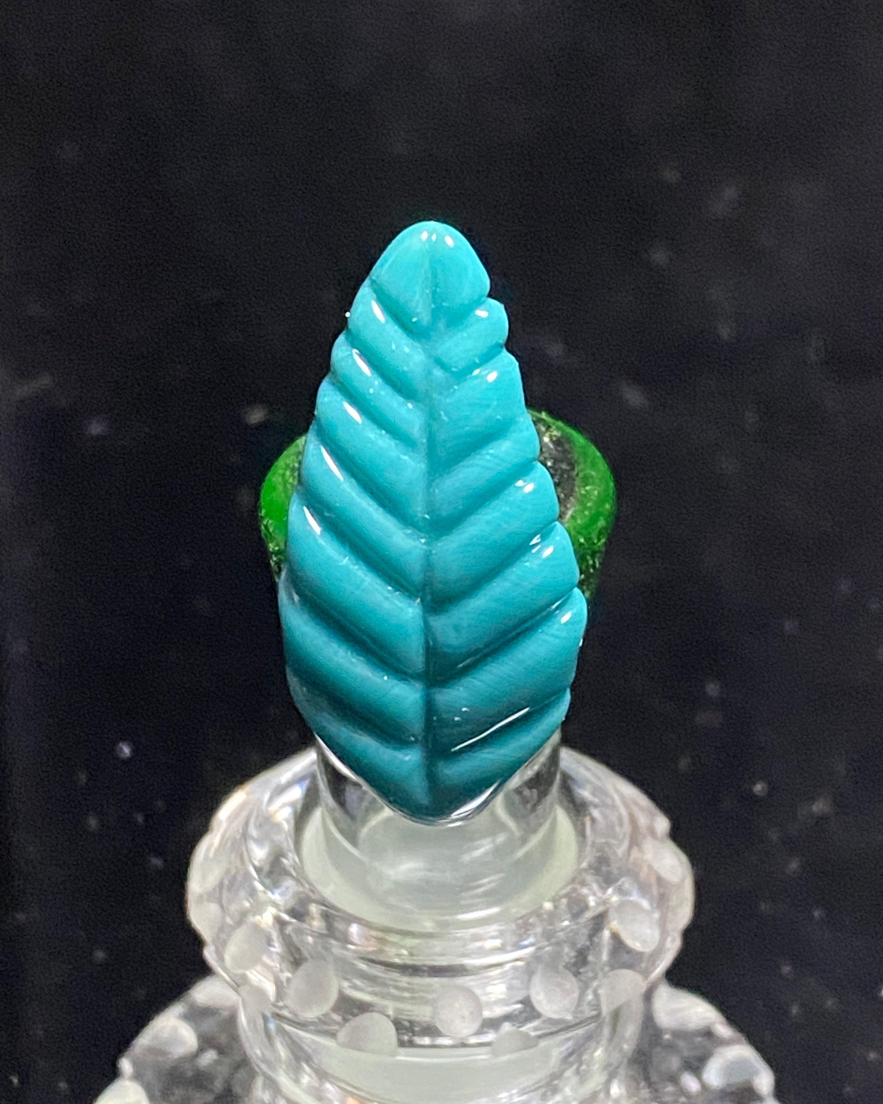 Dippy Glass 18mm Blue Leaf Slide - TheSmokeyMcPotz Collection 