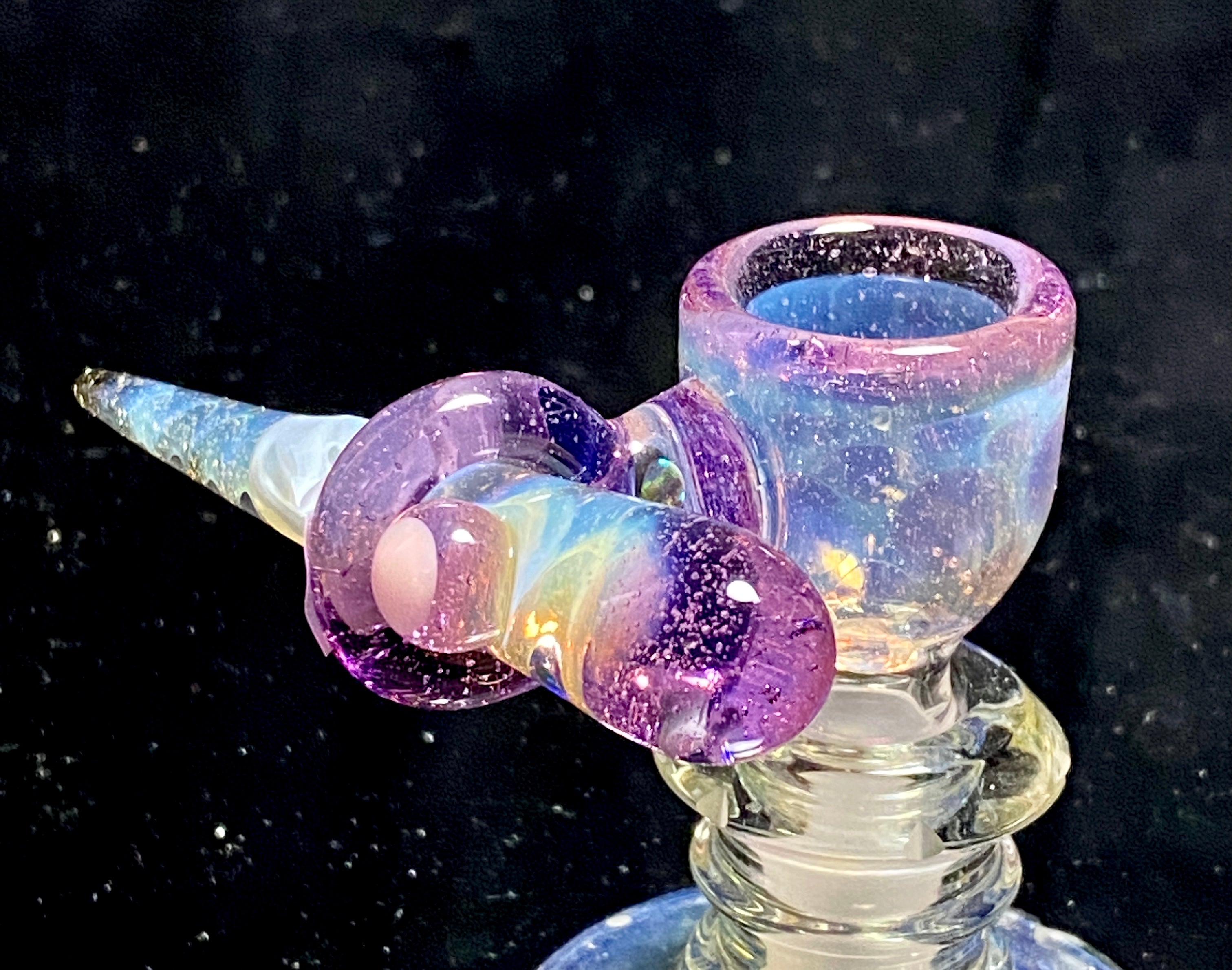 Mary Blows Glass CFL Purple w- Matching Poker 14mm - TheSmokeyMcPotz Collection 