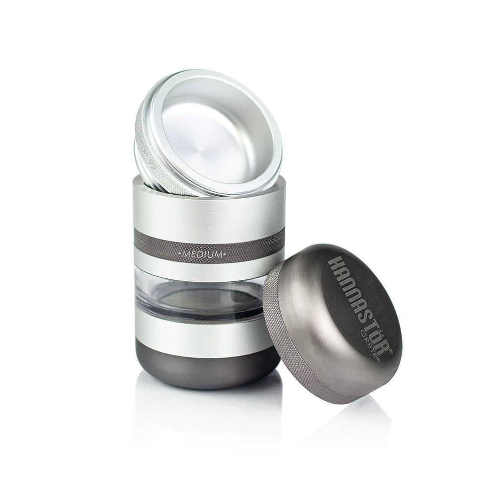 Kannastor GR8TR V2 Jar Body Grinder - Matte Silver - TheSmokeyMcPotz Collection 
