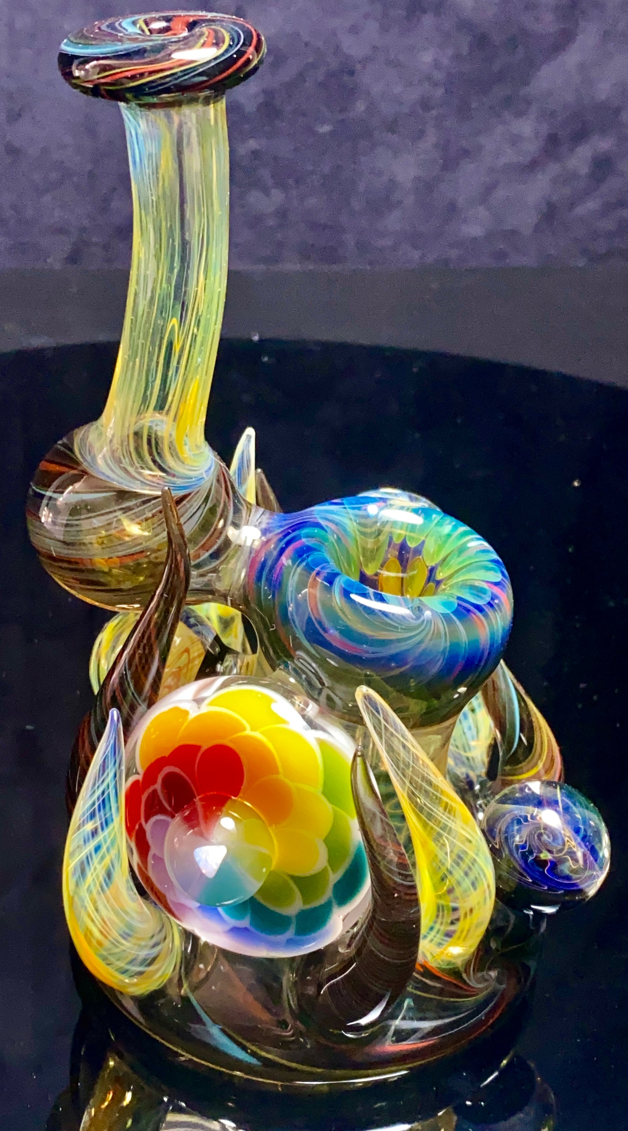 B $ x Hot Mess Glass Collab - Fully Worked Push Bubbler - TheSmokeyMcPotz Collection 