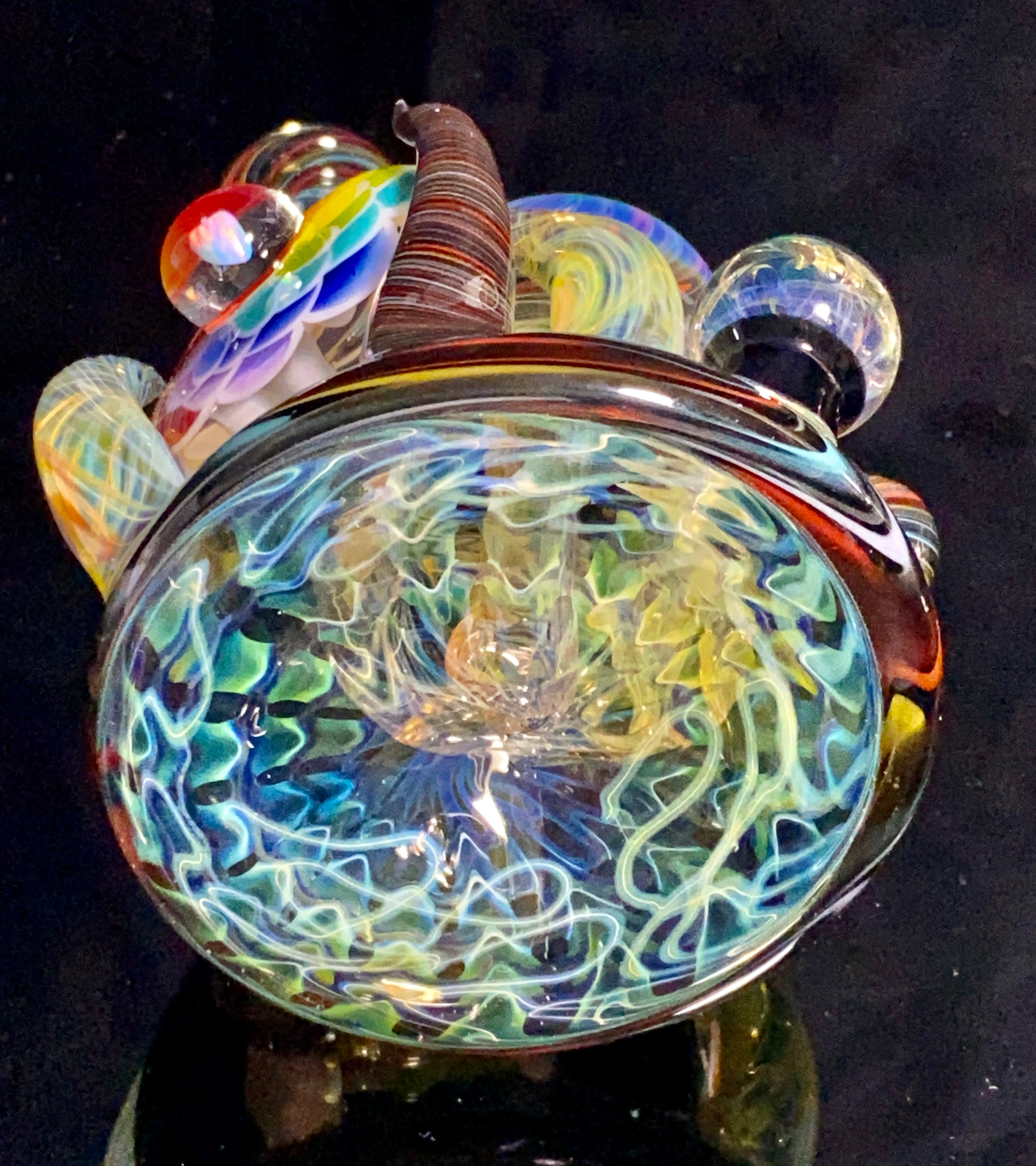 B $ x Hot Mess Glass Collab - Fully Worked Push Bubbler - TheSmokeyMcPotz Collection 