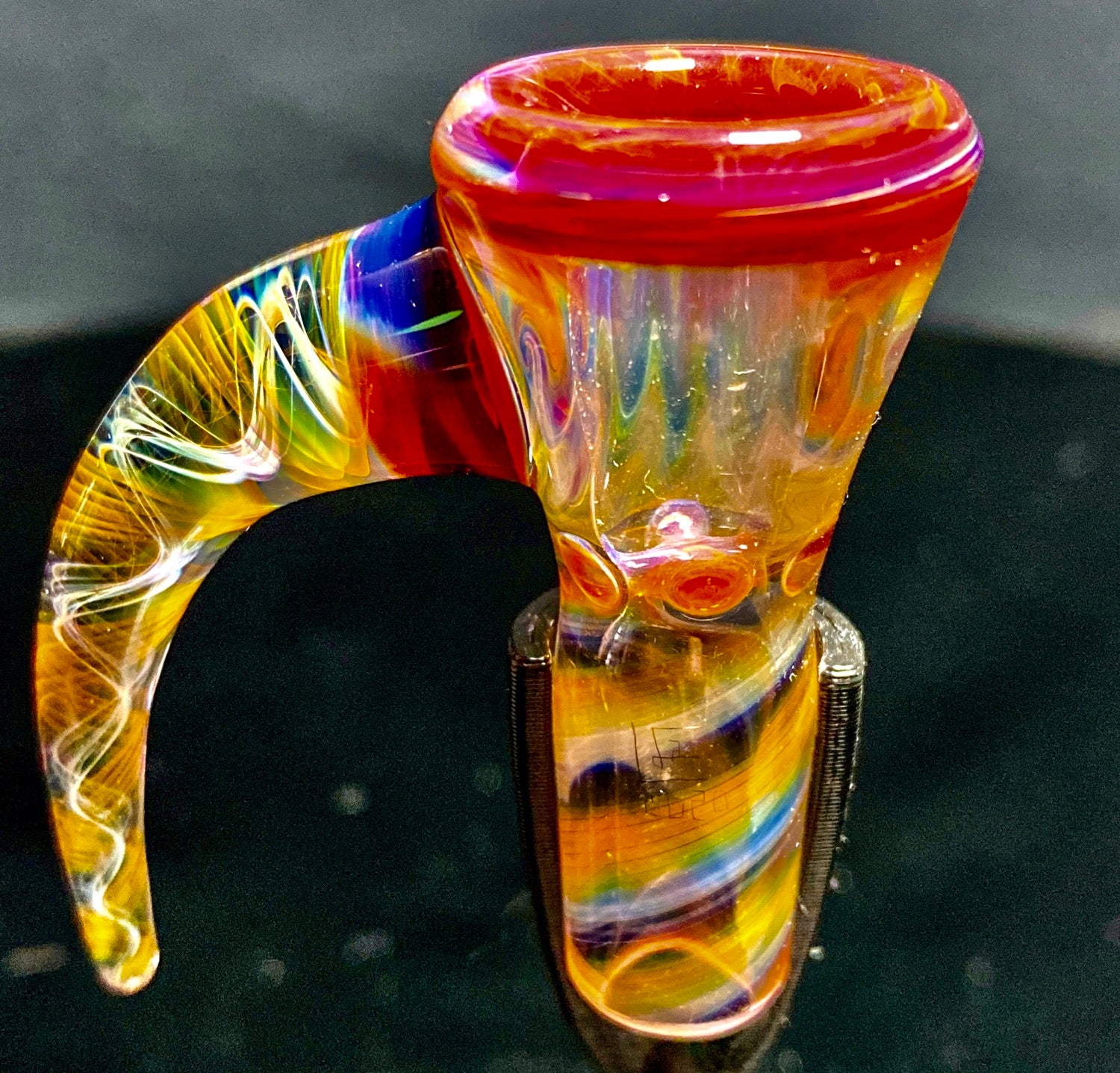 DJack Fully Worked Amber Purple 14mm 4-Hole Slide - TheSmokeyMcPotz Collection 