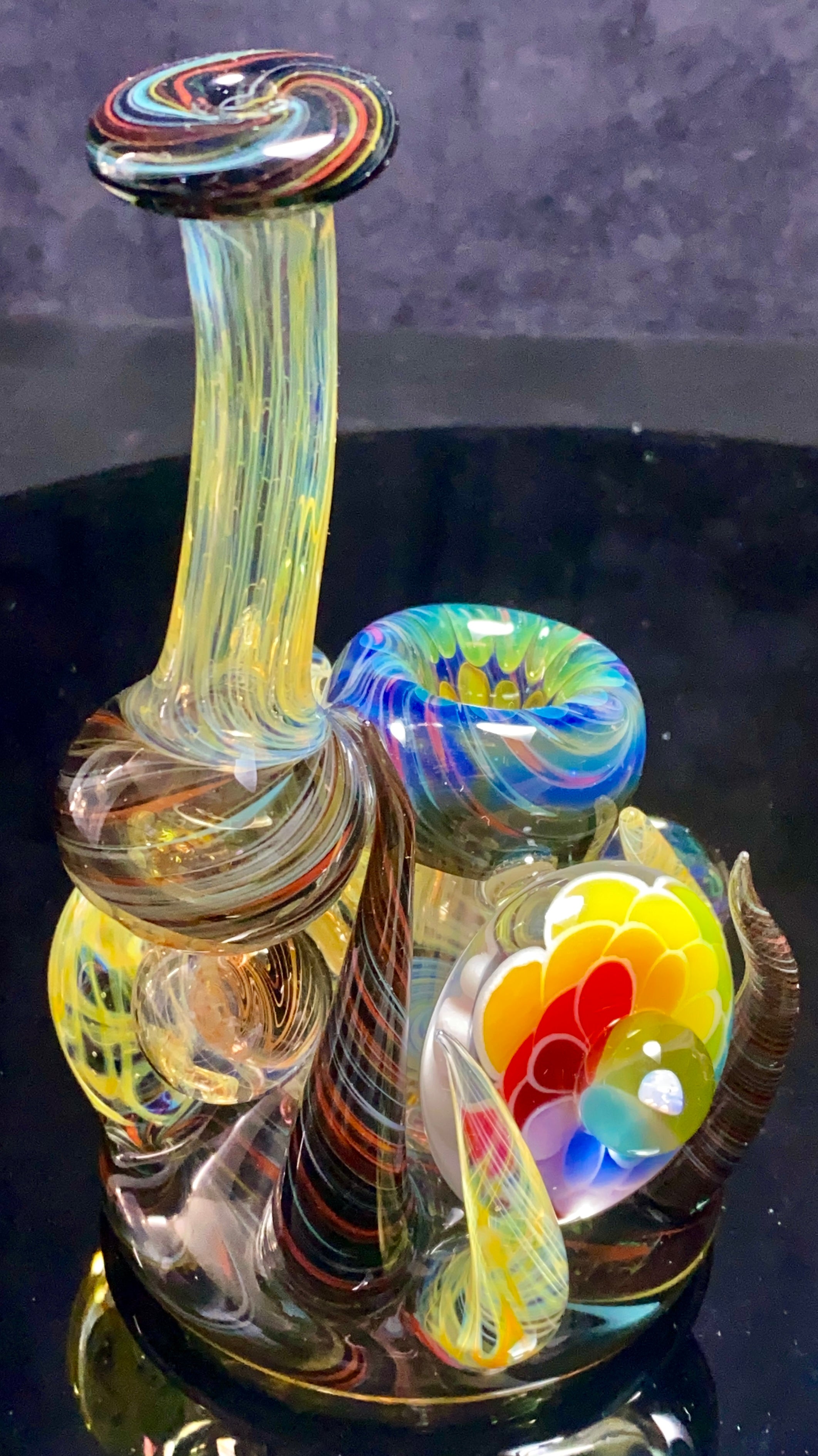 B $ x Hot Mess Glass Collab - Fully Worked Push Bubbler - TheSmokeyMcPotz Collection 