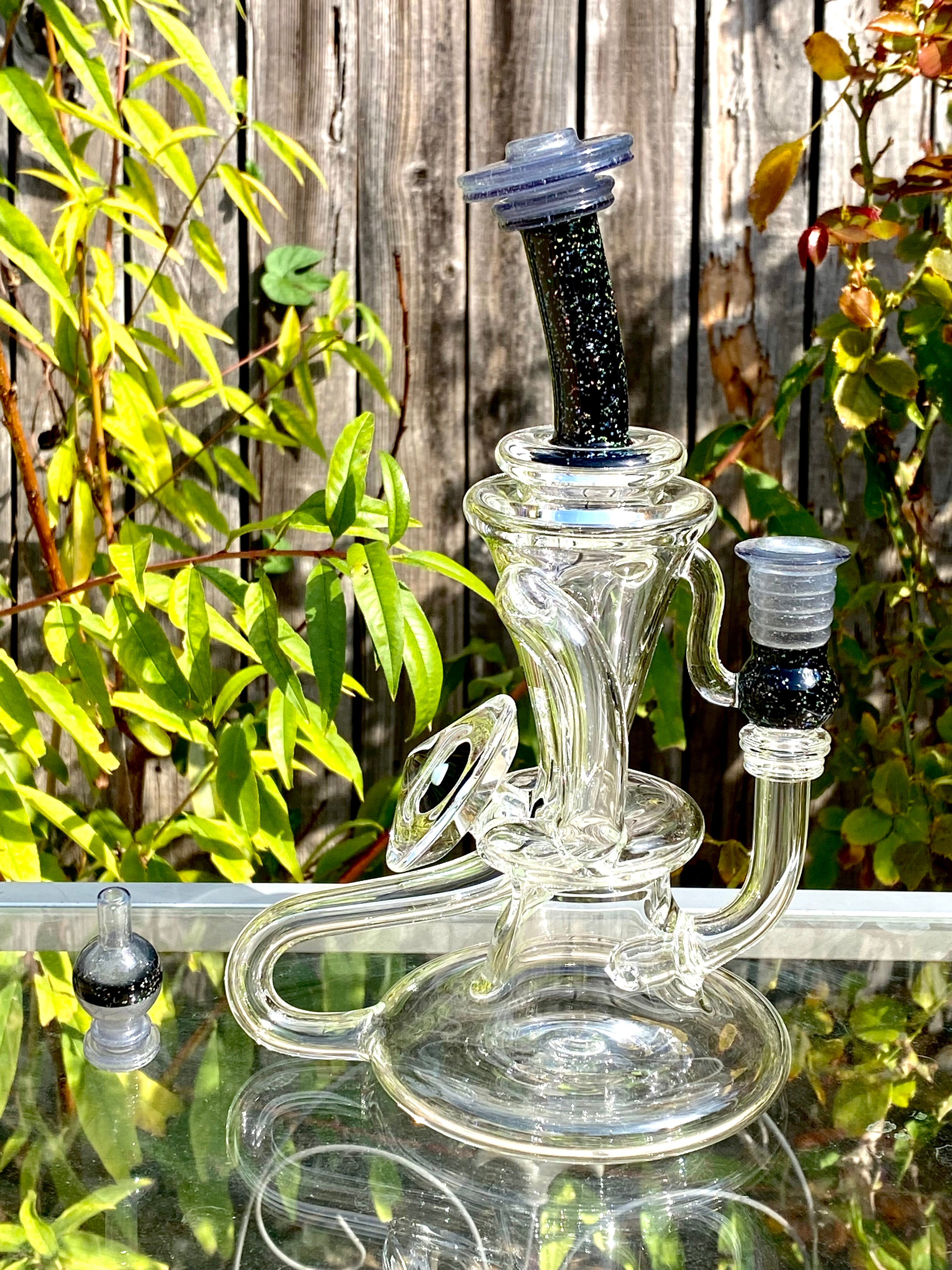 Tons of Fun 14mm Viola CFL & Crushed Opal Double Uptake Recycler