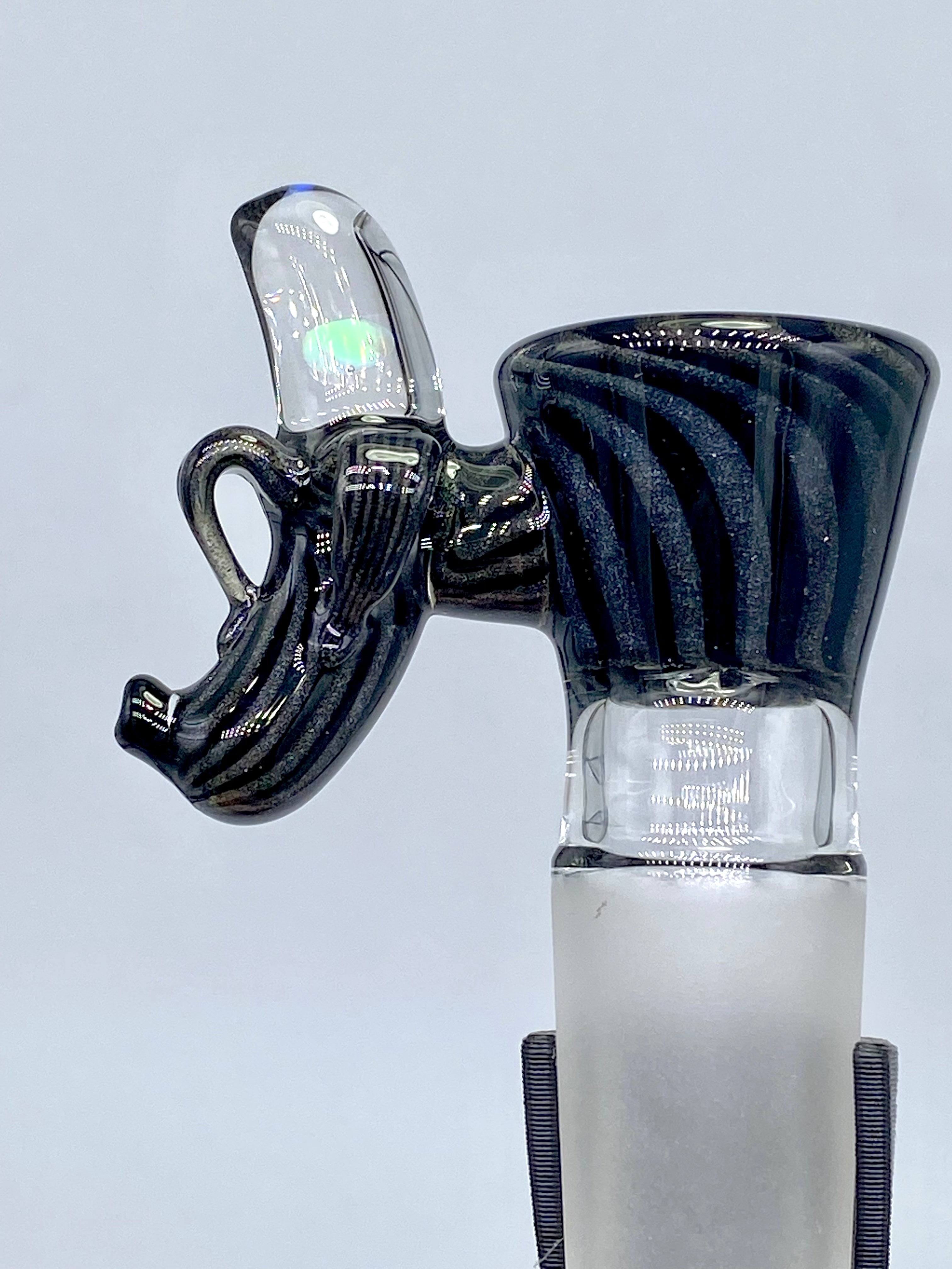 Dippy Glass 18mm Black & Silver Swirl Nana Slide