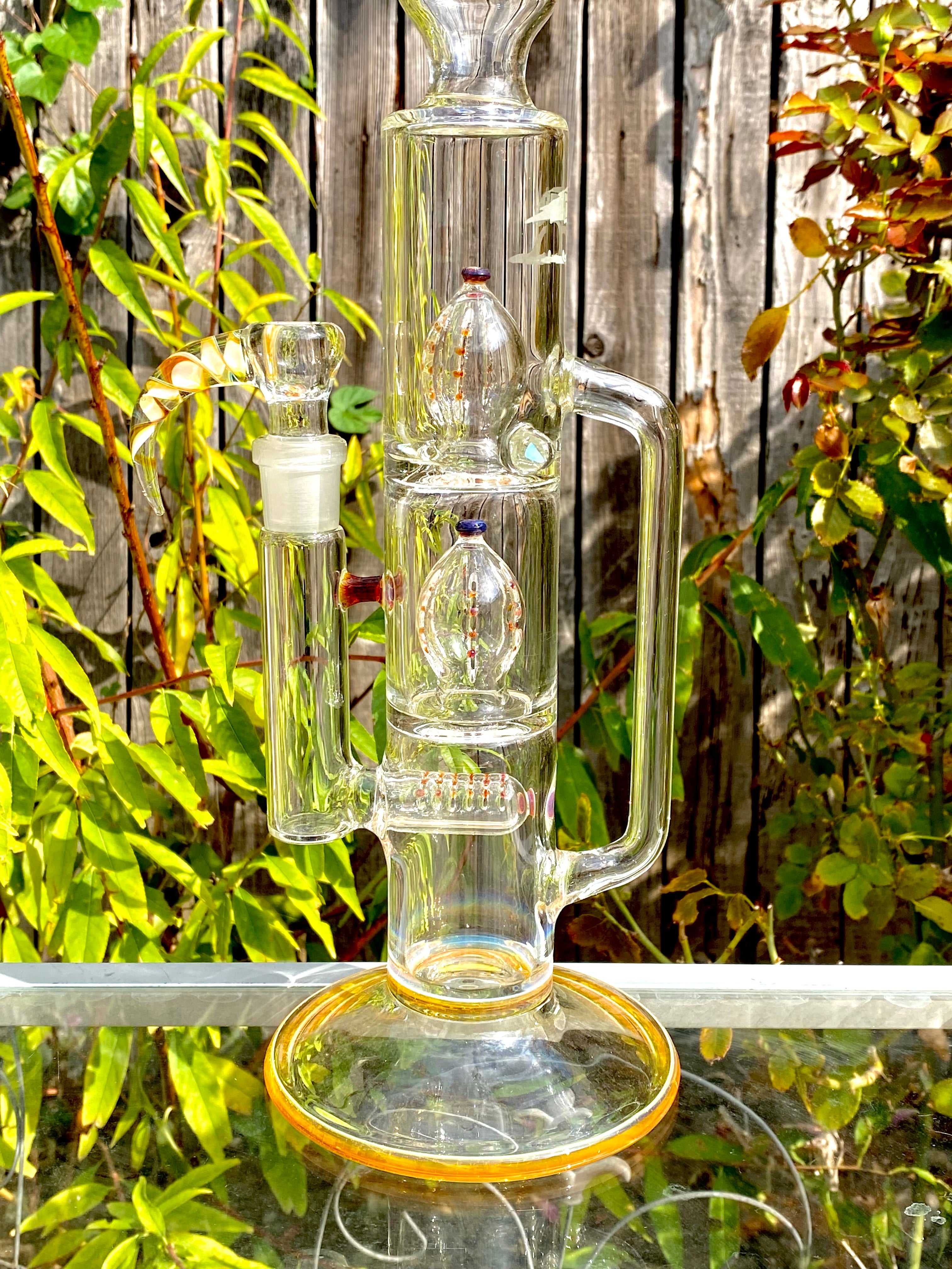 5_3lements Glass Grid to Double Imperial Recycler Amber Purple