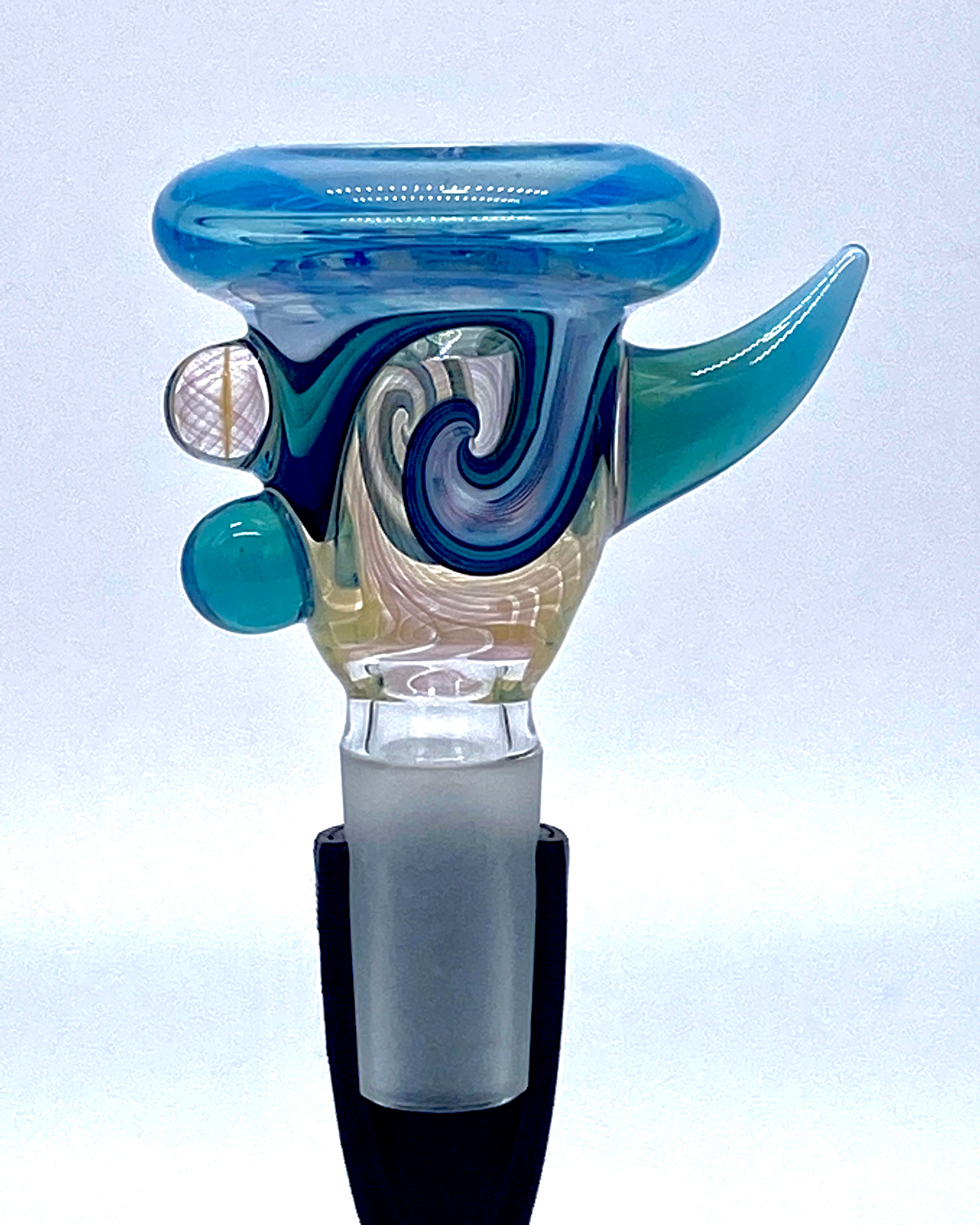 Gasp One Blue & Fumed 14mm Single Hole Slide - TheSmokeyMcPotz Collection 