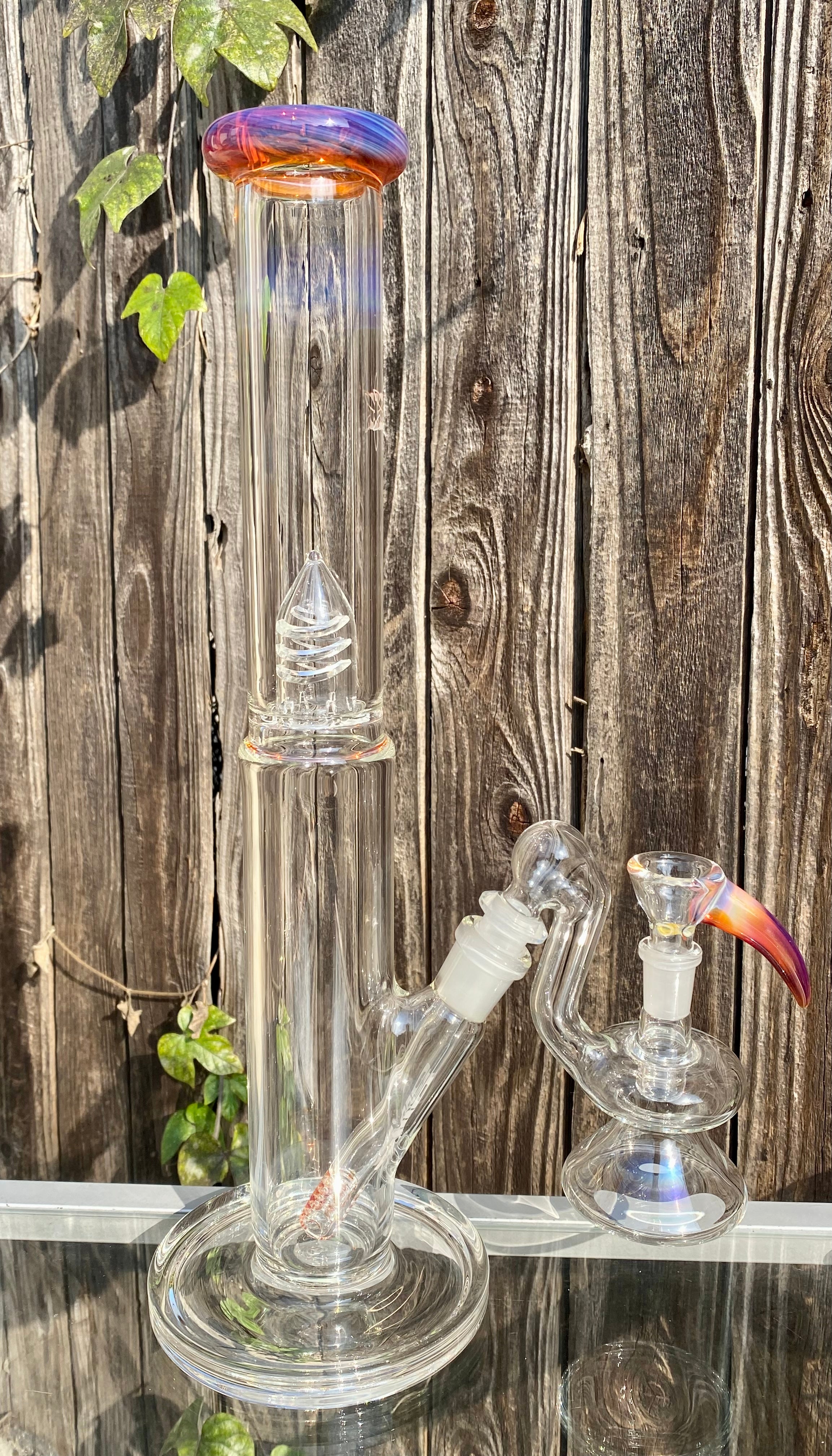 1 of 1 ILL Glass 15" NS Yellow Tube w/ Splash Guard & Zero Rise Dry Catch & Matching Slide