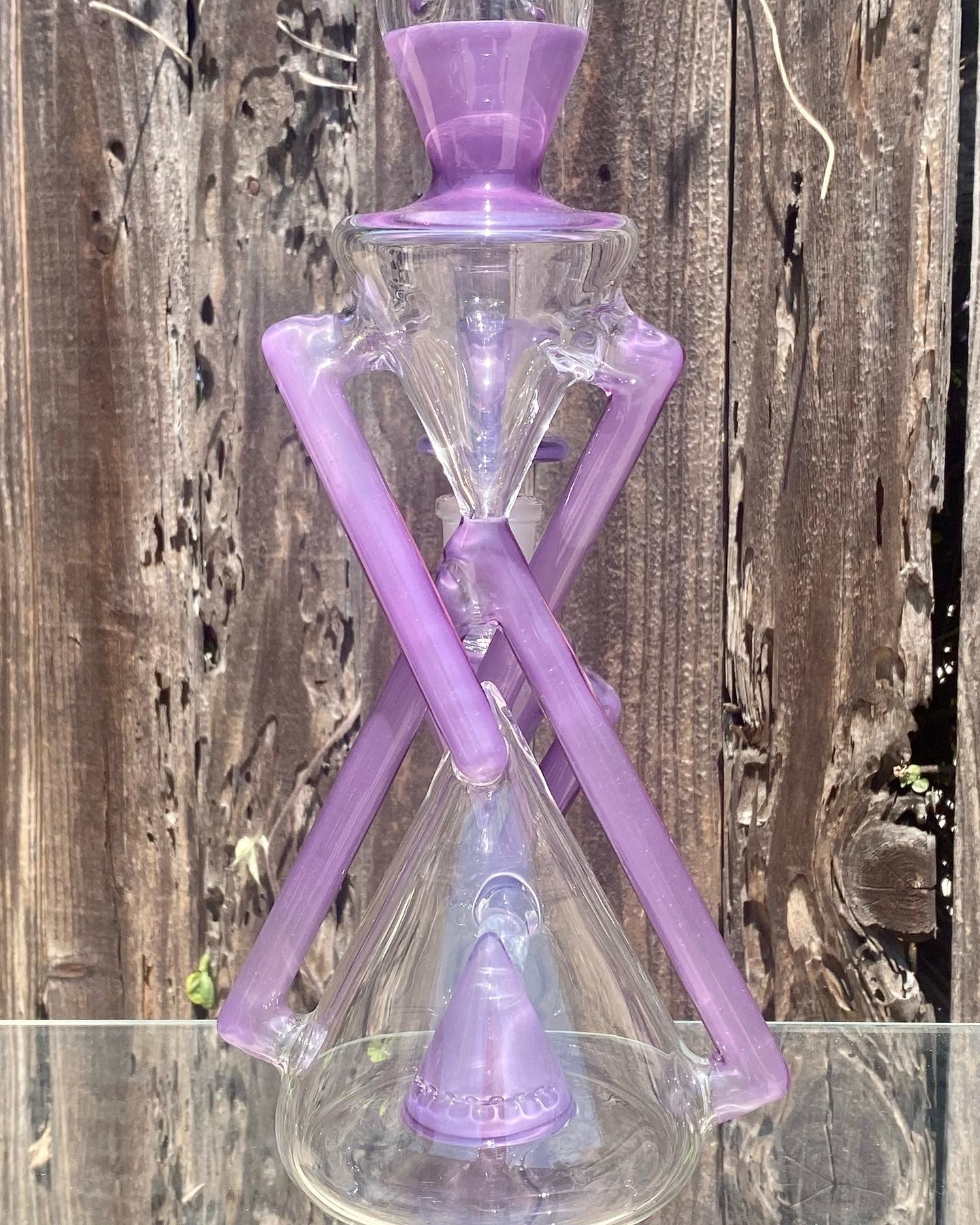 Grassblower 19” Greasy Glass Wild Blueberry x Gold Amethyst HighRise Duplex
