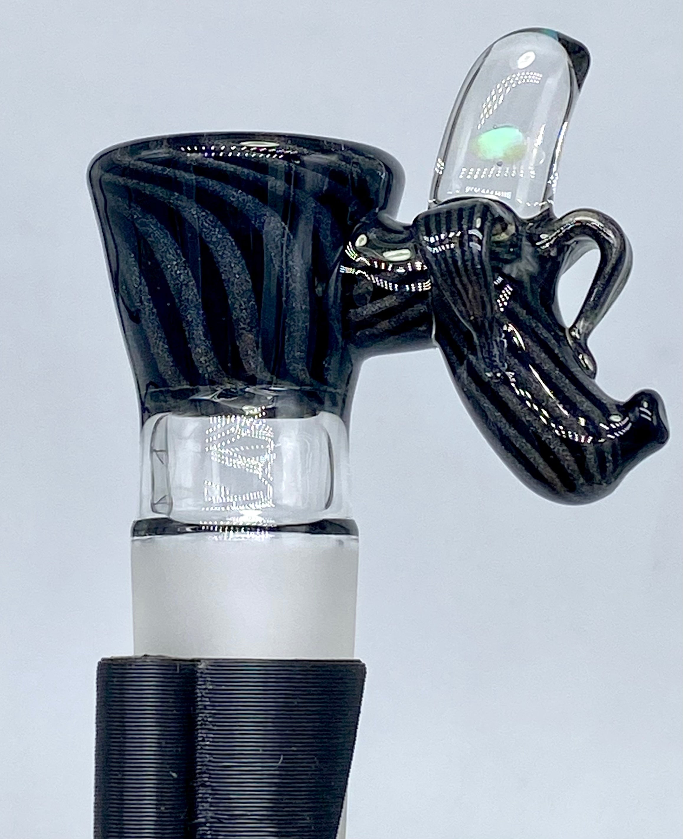 Dippy Glass 18mm Black & Silver Swirl Nana Slide
