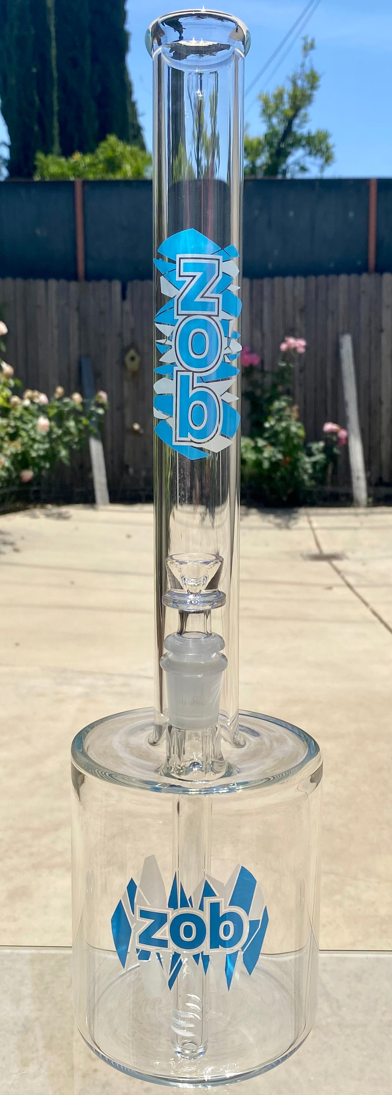 Zob 16” Straight Tube with 110mm Base and 38mm Mouthpiece 90 Degree Joint Blue & White Label