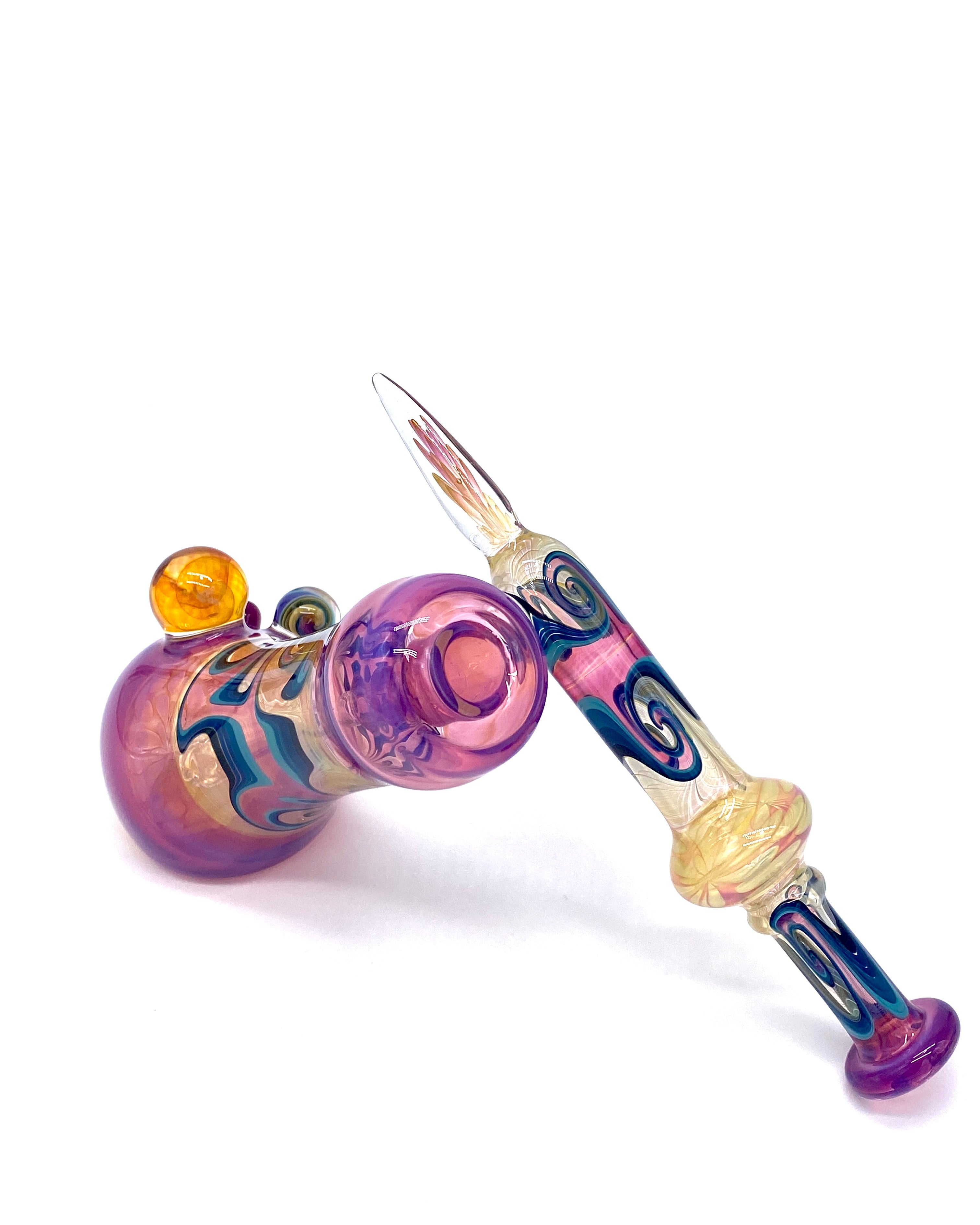 Gasp One Royal Jelly, Stargazer & Fumed Side-Car 14mm Dewar Bubbler w/ Matching Slide - TheSmokeyMcPotz Collection 