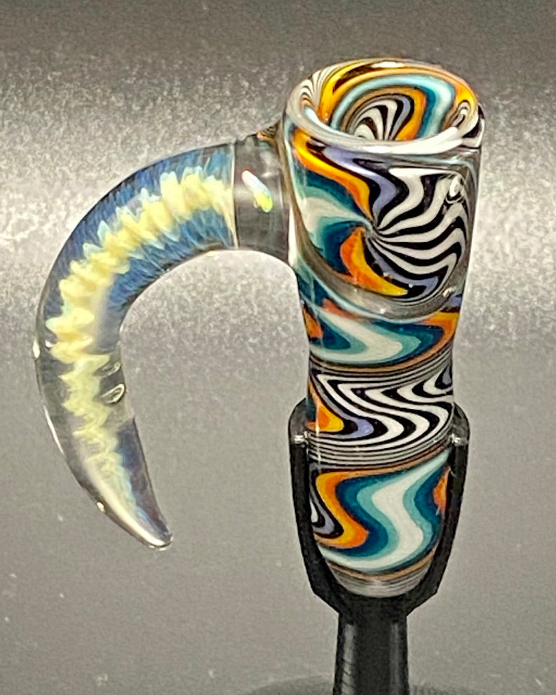 DZ Glass 18mm Fully Worked Wigwag Fume Handle #1 - TheSmokeyMcPotz Collection 