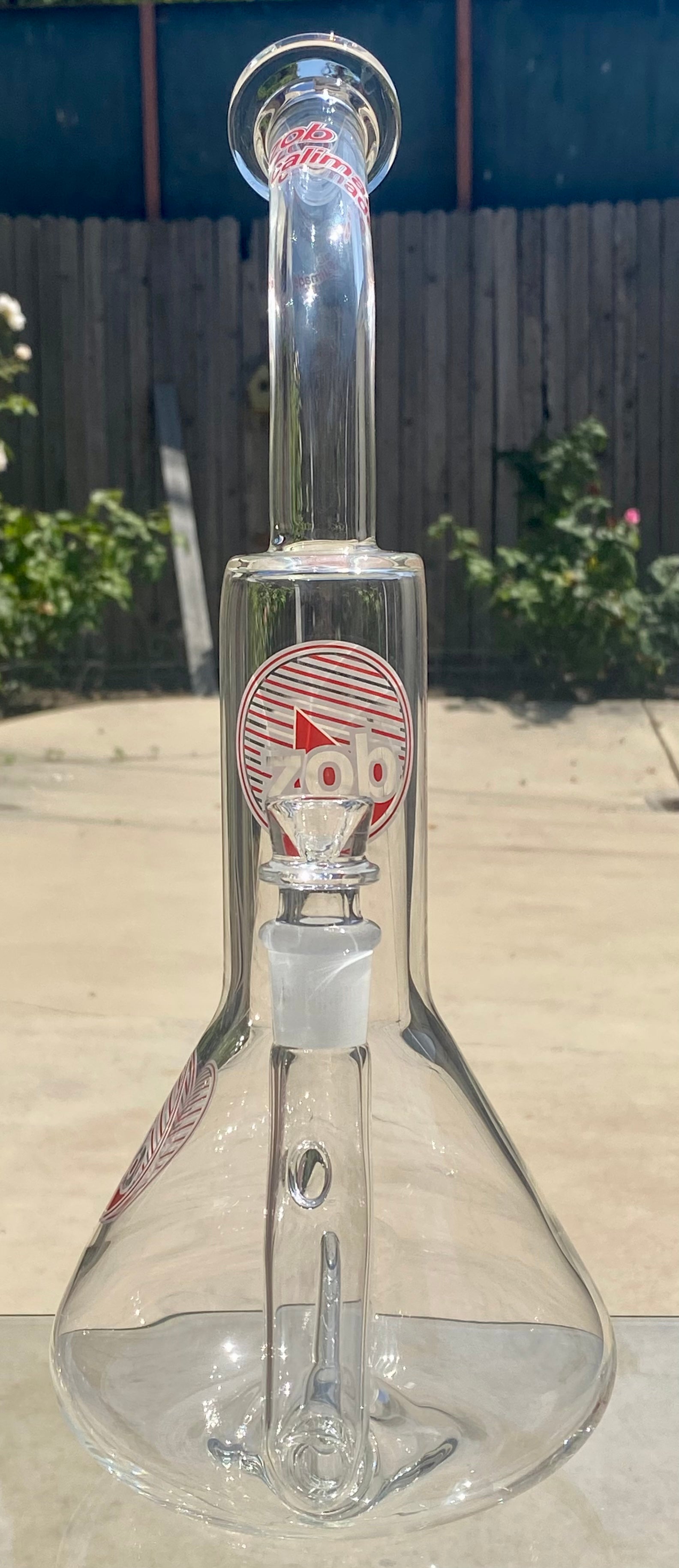 Zob 16 inch Stemless Inline Diffused Beaker Wubbler Red & White Label