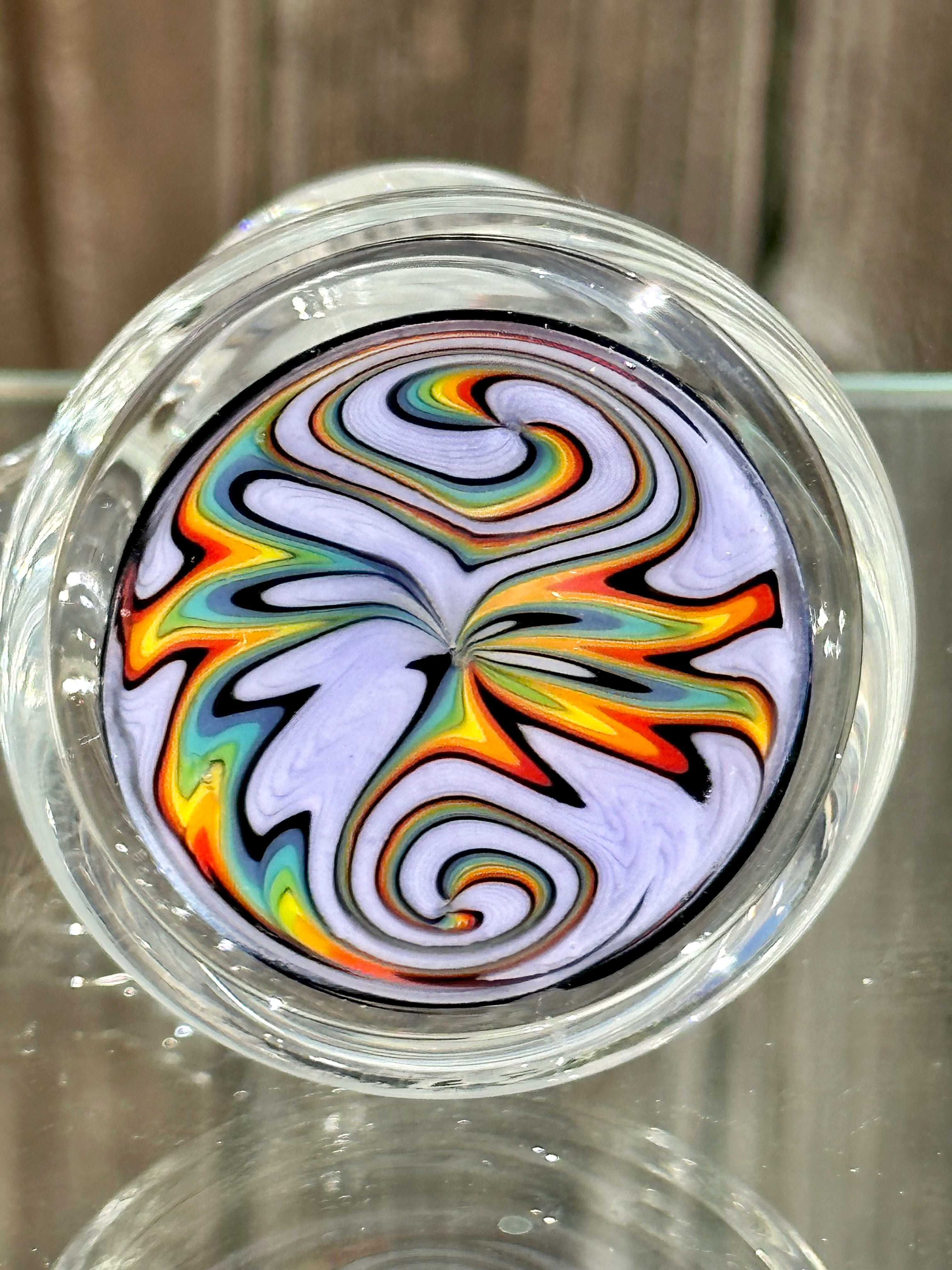 OJ Flame Wisteria Rainbow Wigwag 14mm 45 Degree Dry Catch