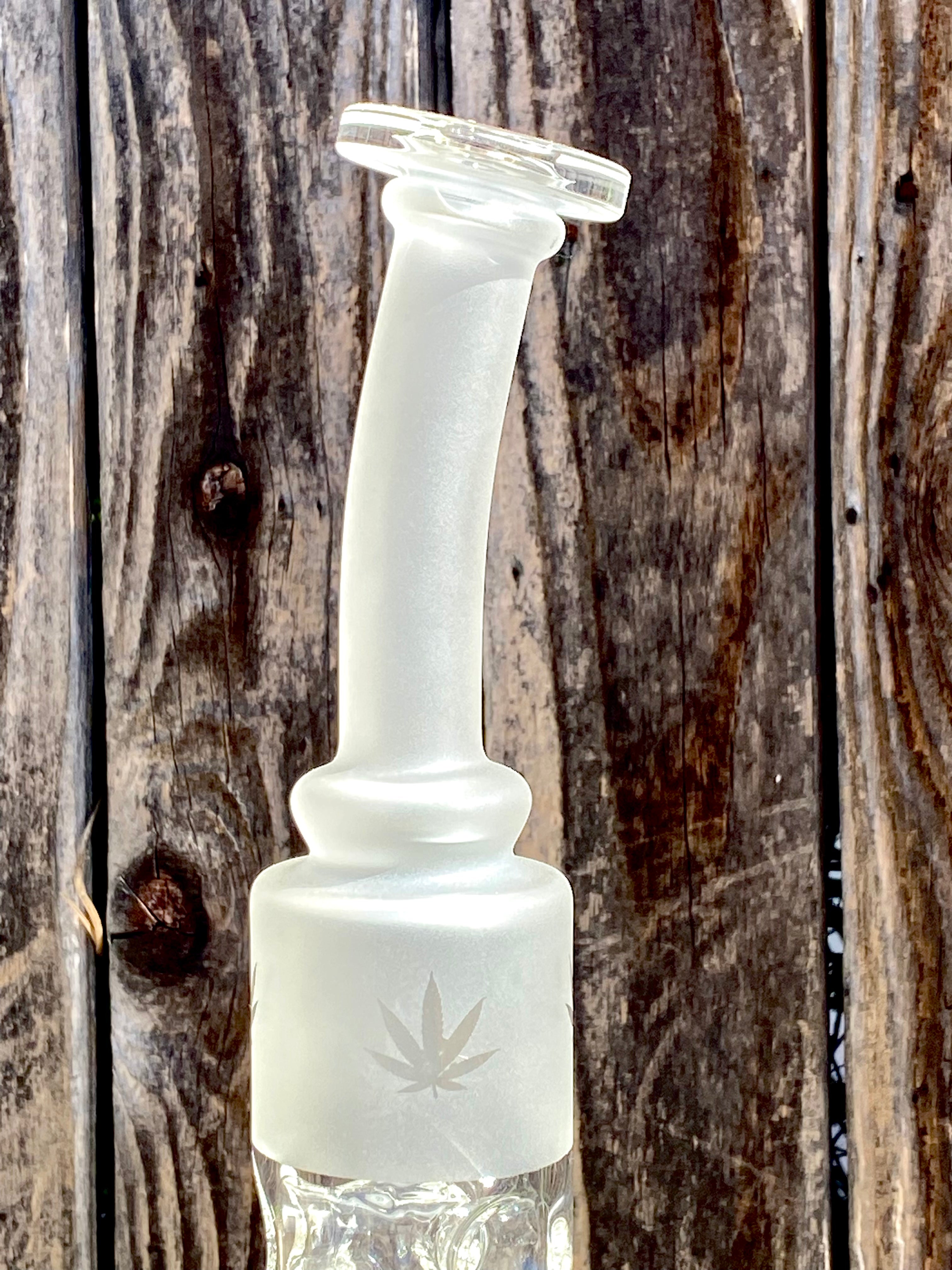 FLUID GLASS CUSTOM V3 (3 Terps CORALS) TERPS CORAL TO 18 HOLE FAB TUBE 18 mm W/ Lord Kramdar Eformed Copper Base & CUSTOM SANDBLASTED POT LEAVES
