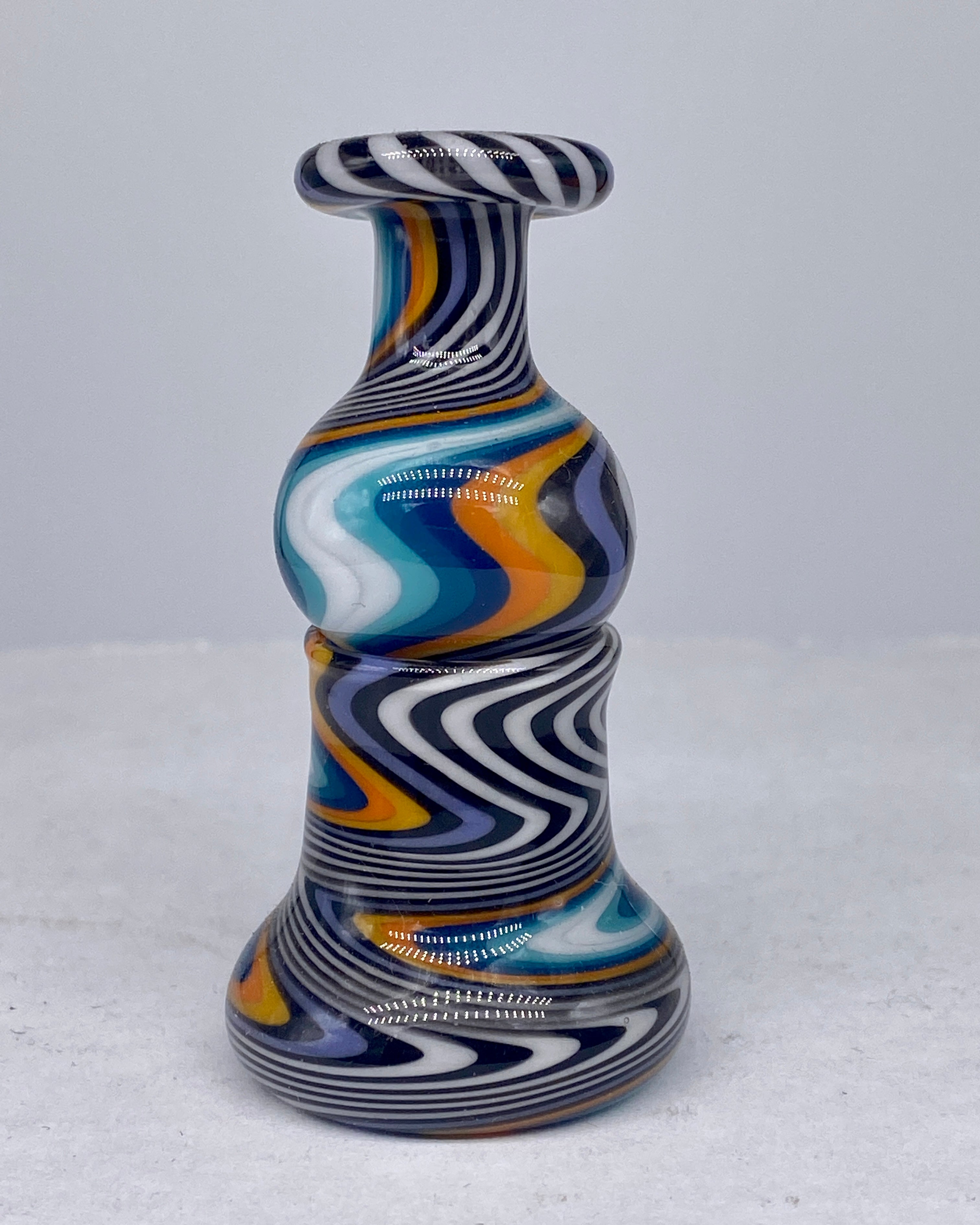 DZ Glass Wigwag Bubble Cap & Stand #4 - TheSmokeyMcPotz Collection 