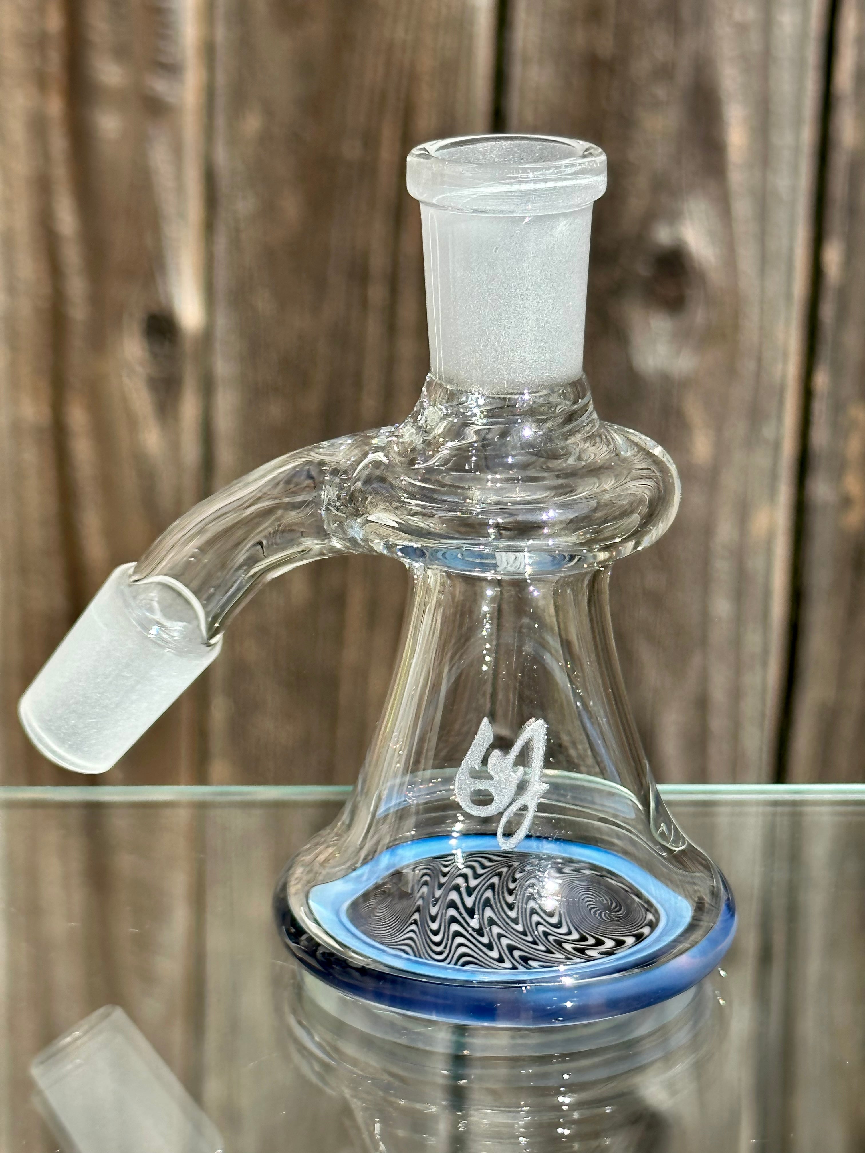 OJ Flame Black, Blue & White Wigwag 14mm 45 Degree Dry Catch