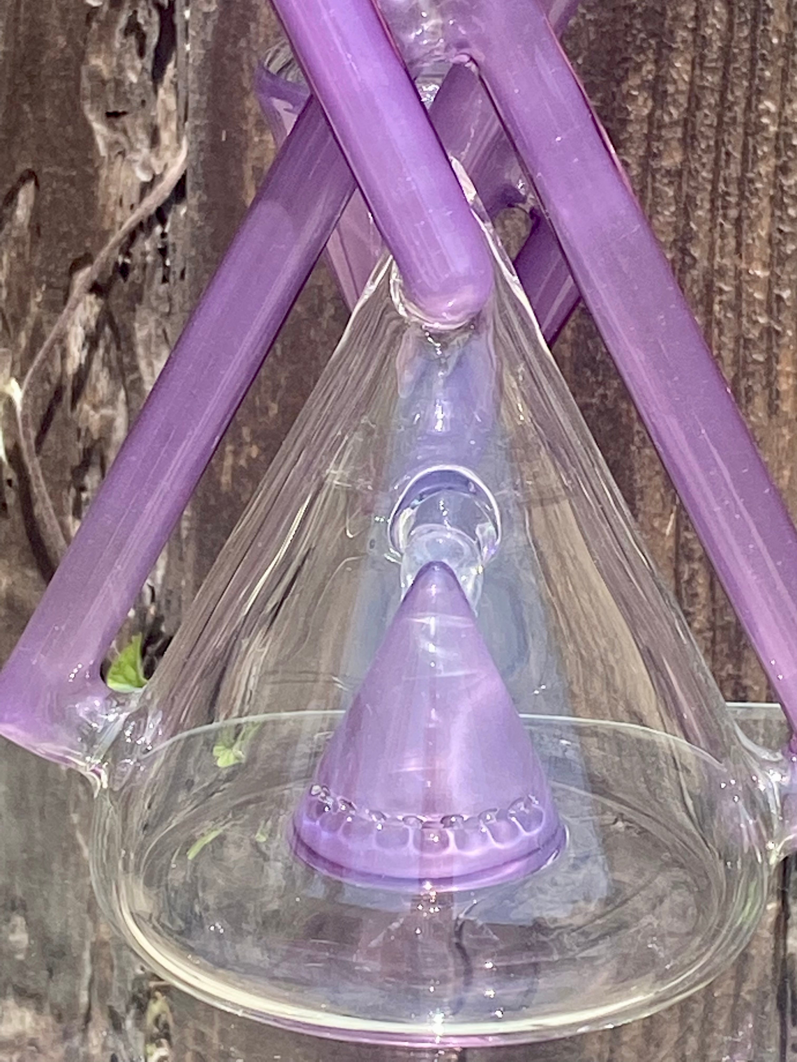 Grassblower 19” Greasy Glass Wild Blueberry x Gold Amethyst HighRise Duplex