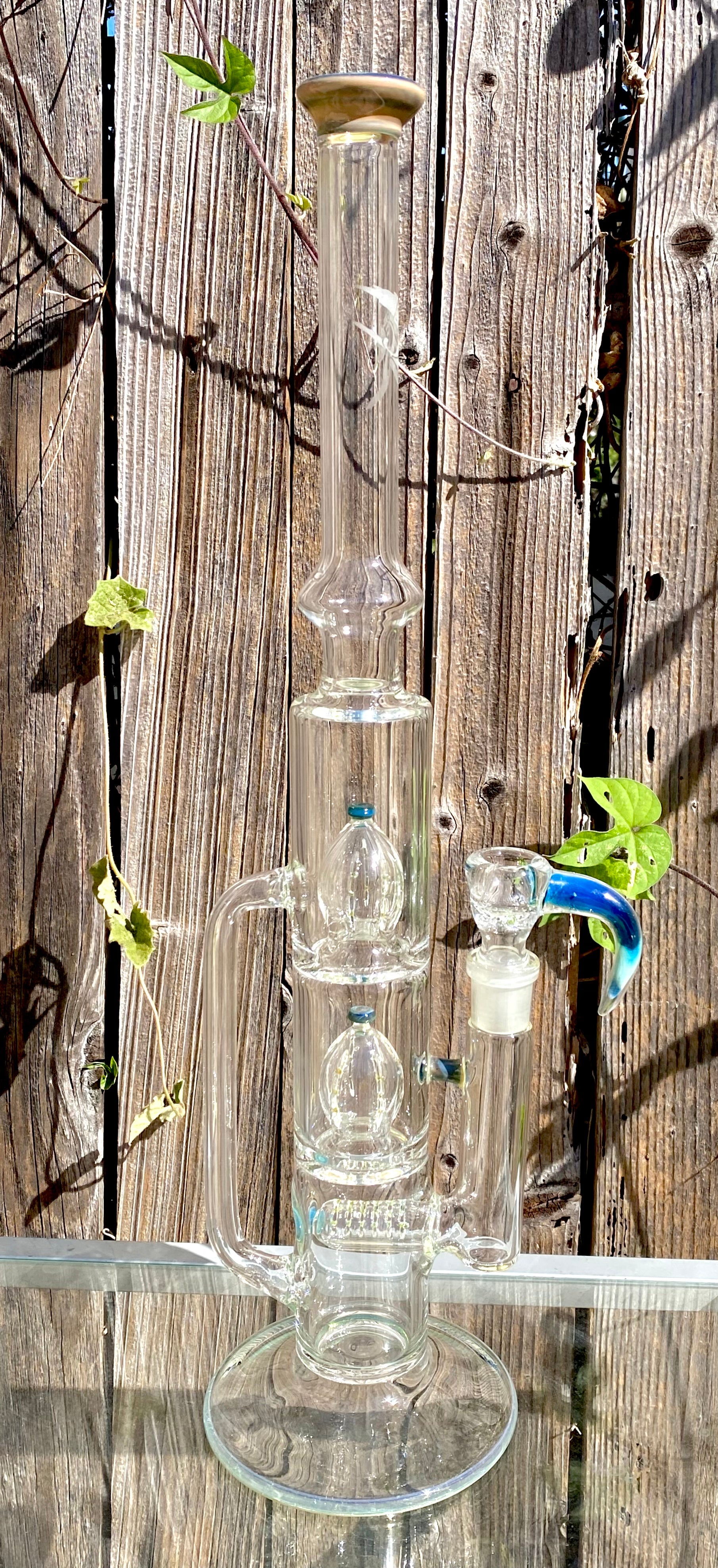 5_3lements Glass Treecycler Grid to Double Imperial Recycler Multi Color