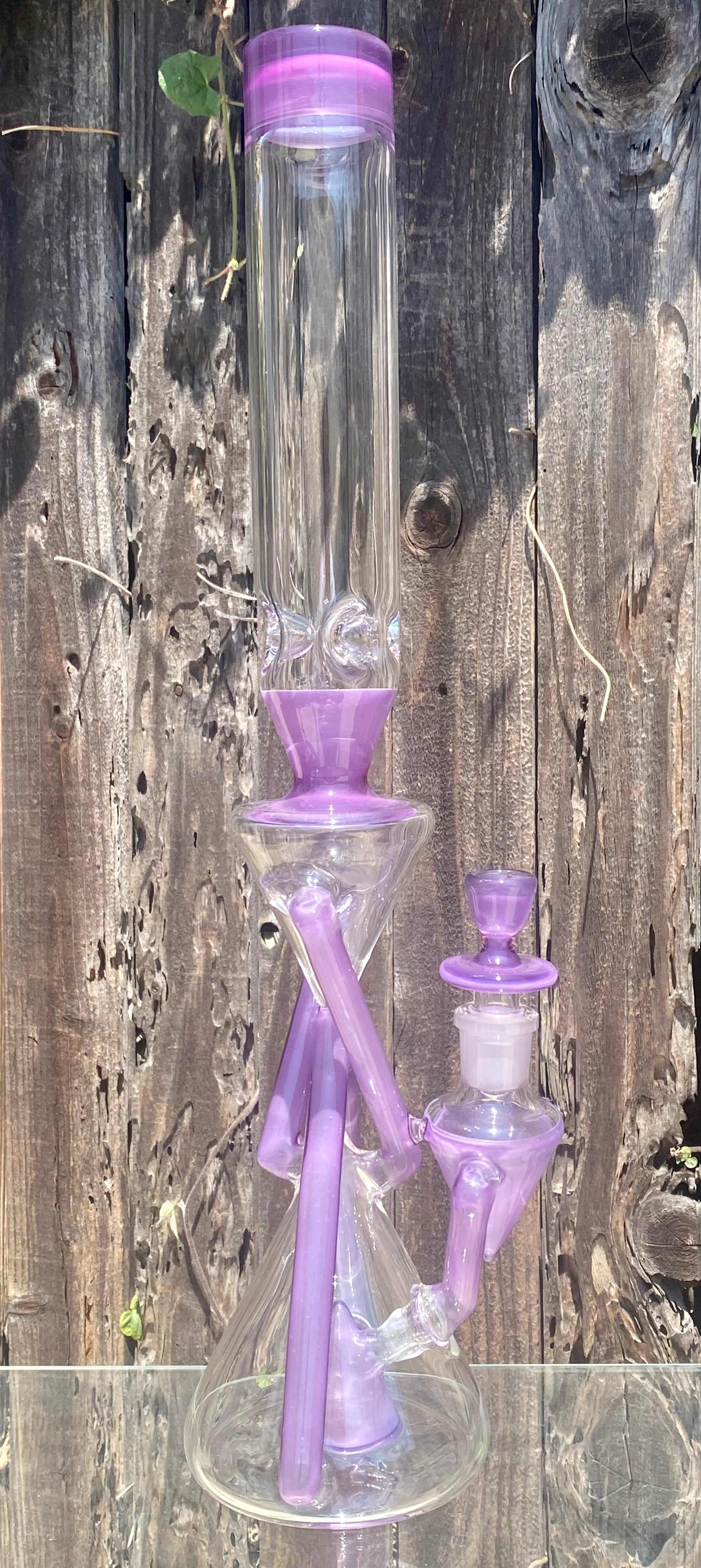 Grassblower 19” Greasy Glass Wild Blueberry x Gold Amethyst HighRise Duplex