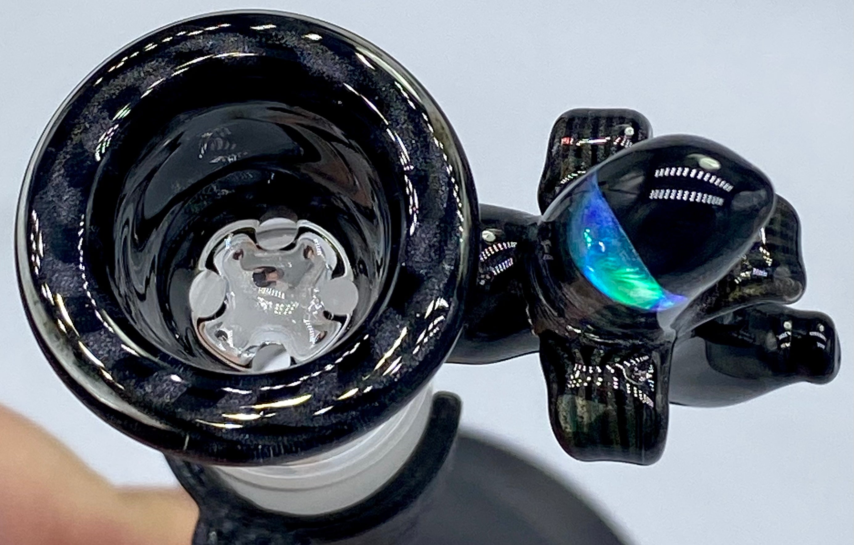 Dippy Glass 18mm Black & Silver Swirl Nana Slide