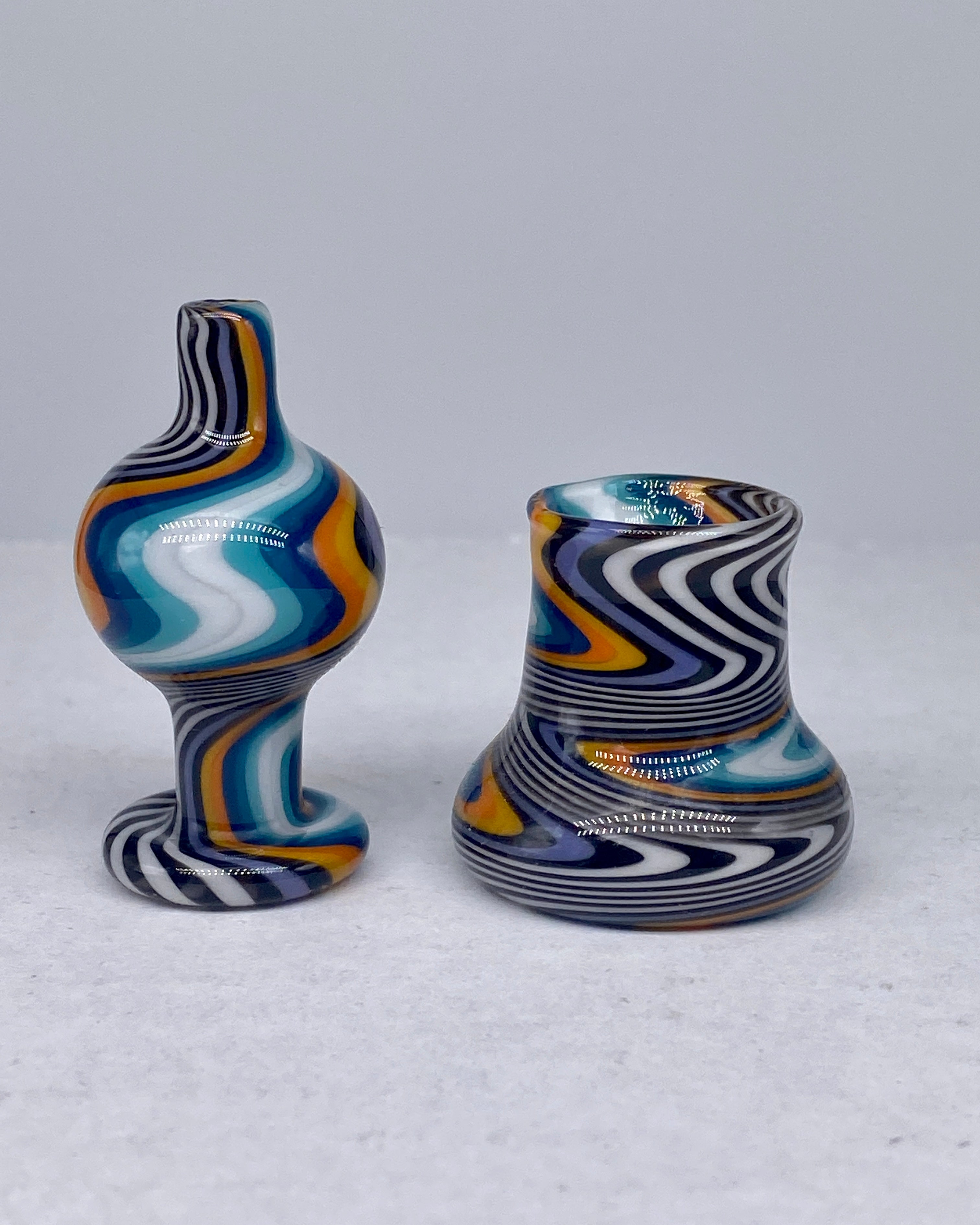 DZ Glass Wigwag Bubble Cap & Stand #4 - TheSmokeyMcPotz Collection 