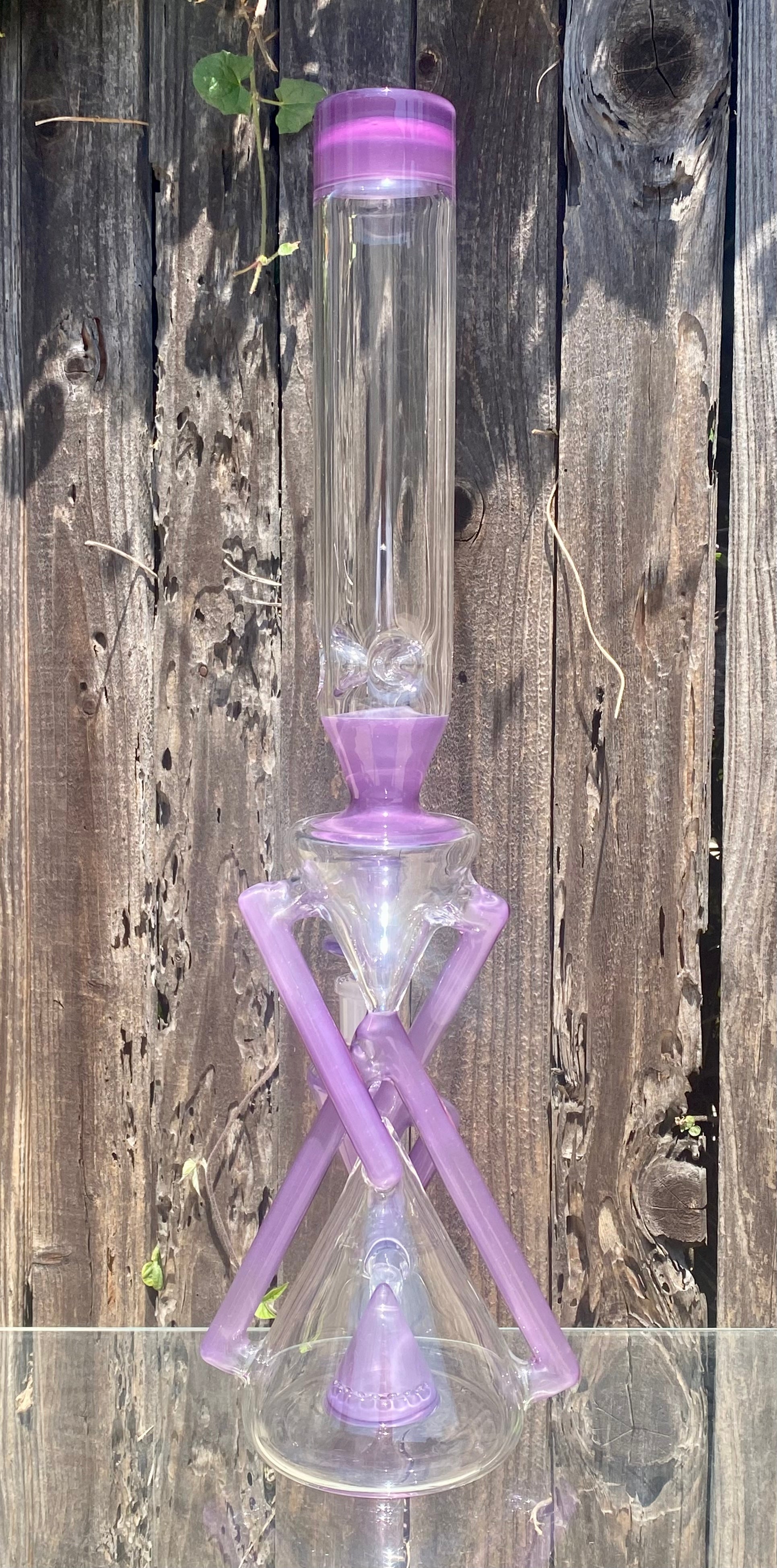 Grassblower 19” Greasy Glass Wild Blueberry x Gold Amethyst HighRise Duplex
