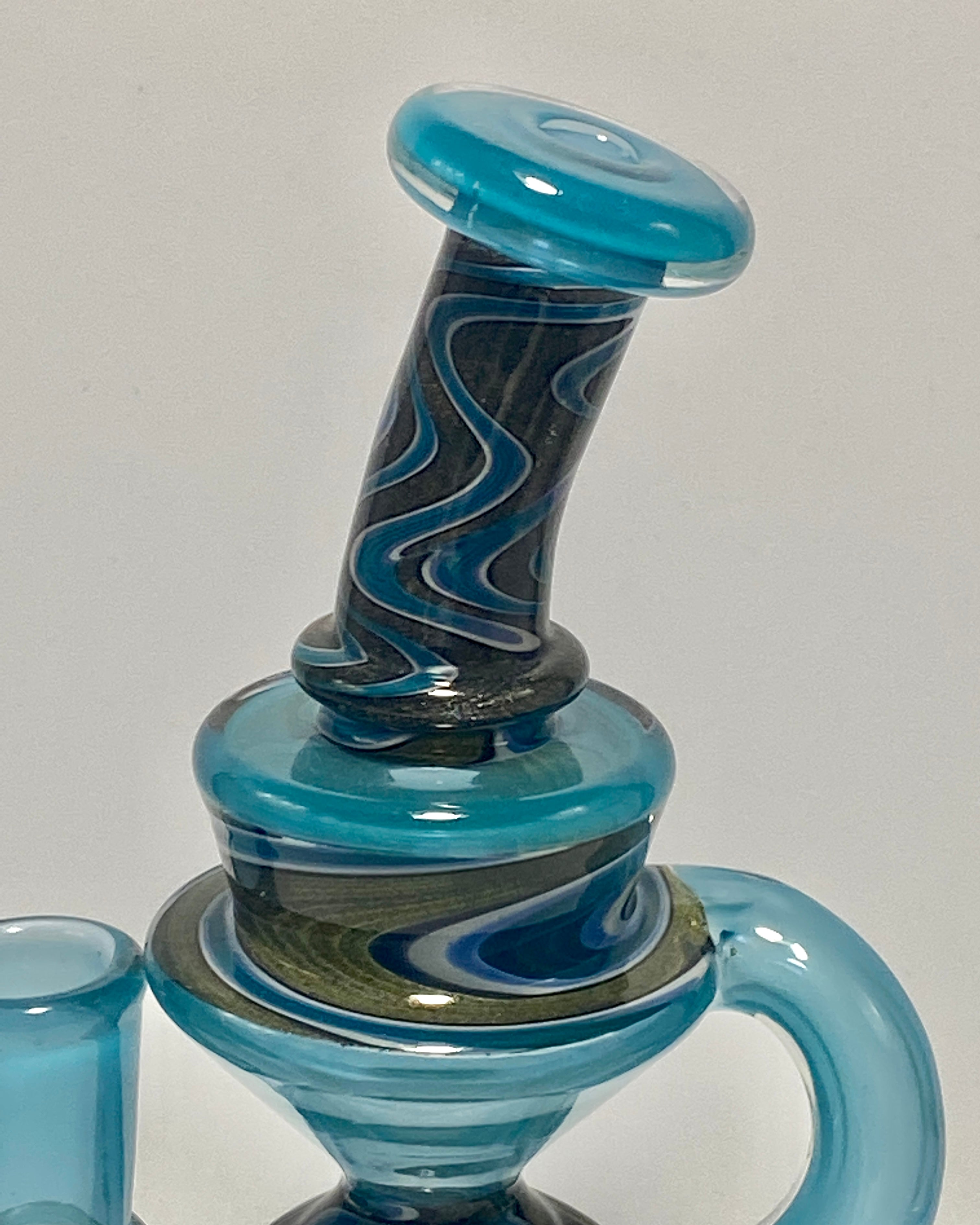A 1 Glass Fully Worked Swiss Puck Recycler 14mm - TheSmokeyMcPotz Collection 