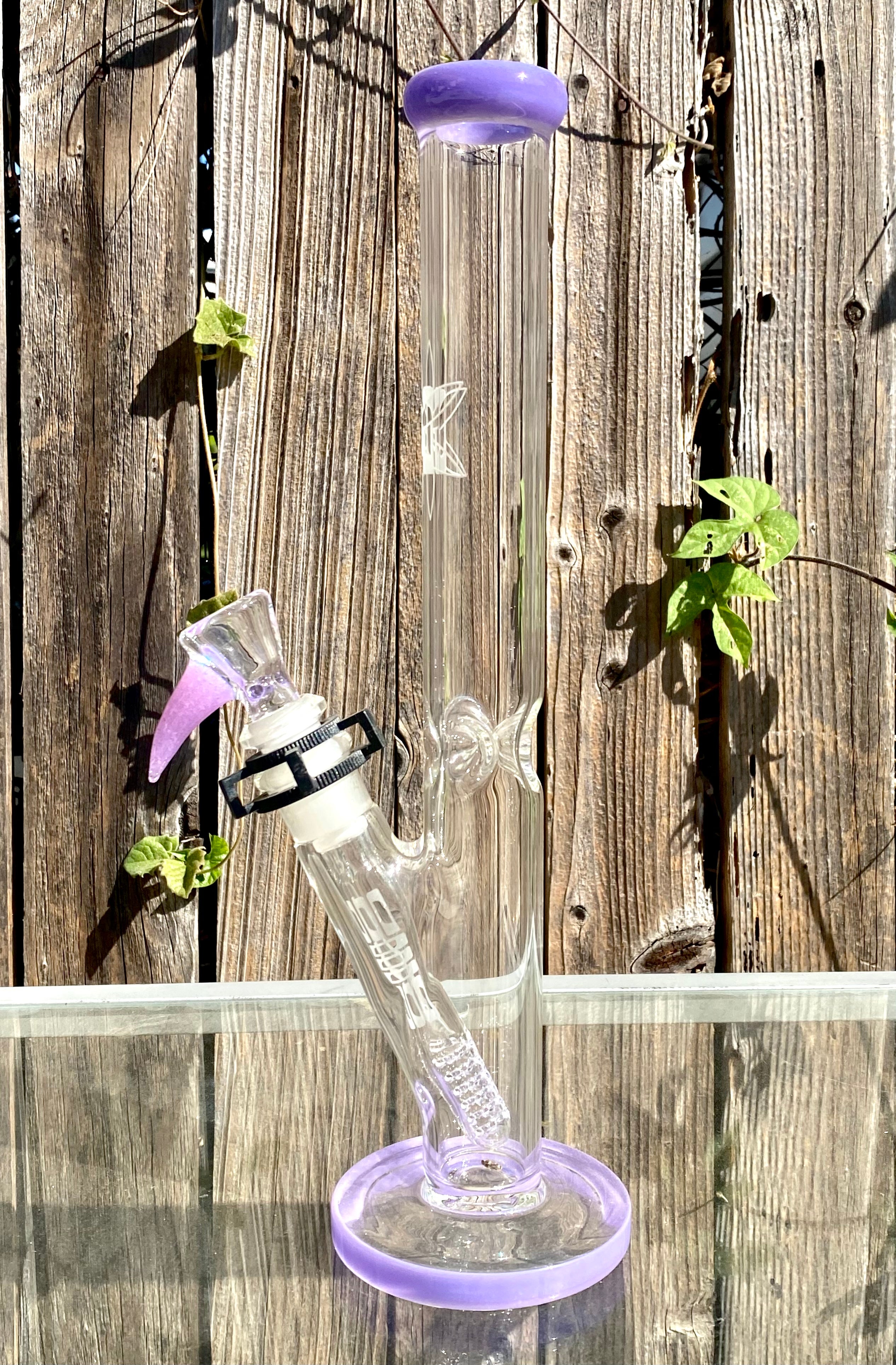 ILL Glass 12" Lavender 32x4 Tube & Matching Horned Slide