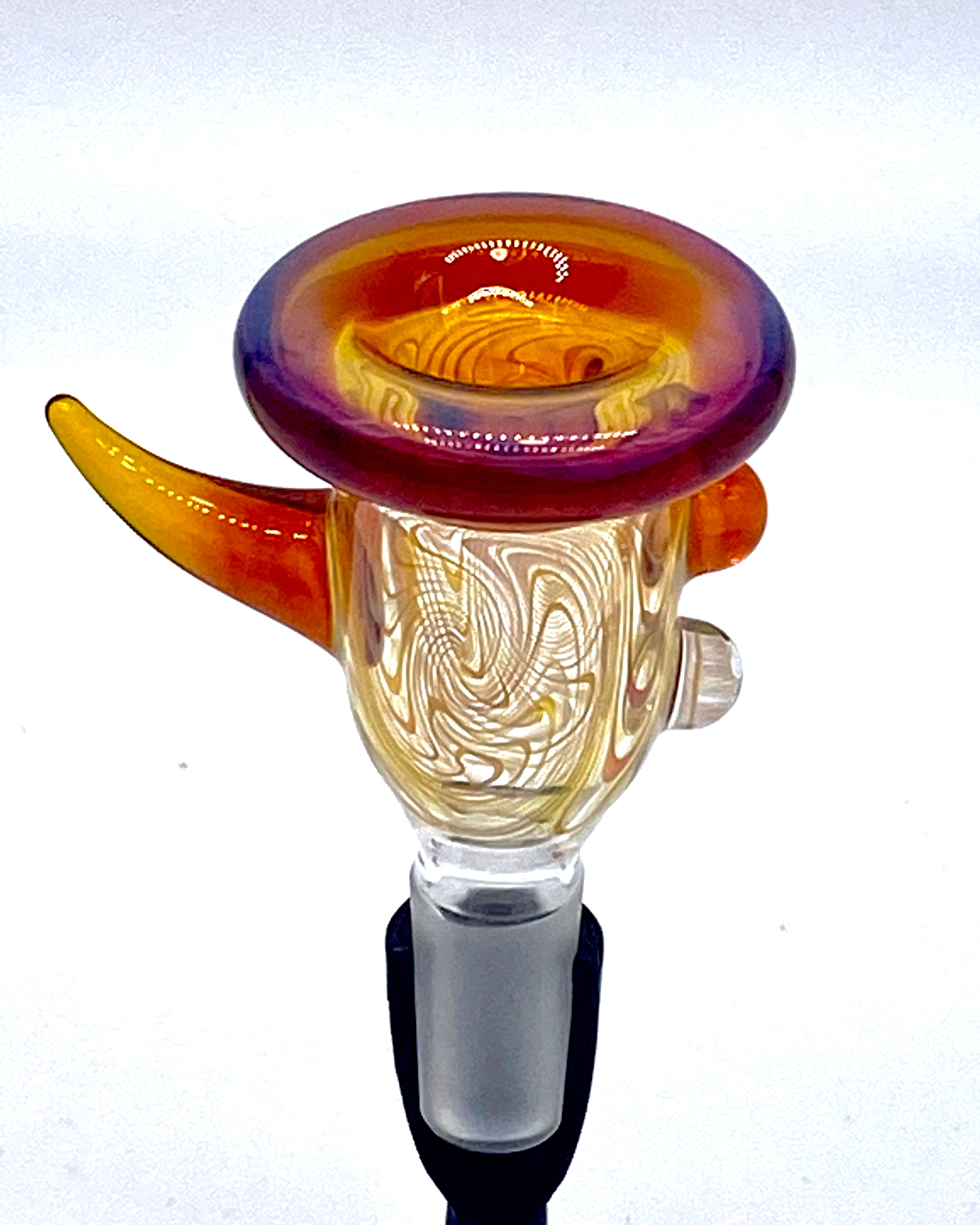 Gasp One Amber Purple & Fumed 14mm Single Hole Slide - TheSmokeyMcPotz Collection 
