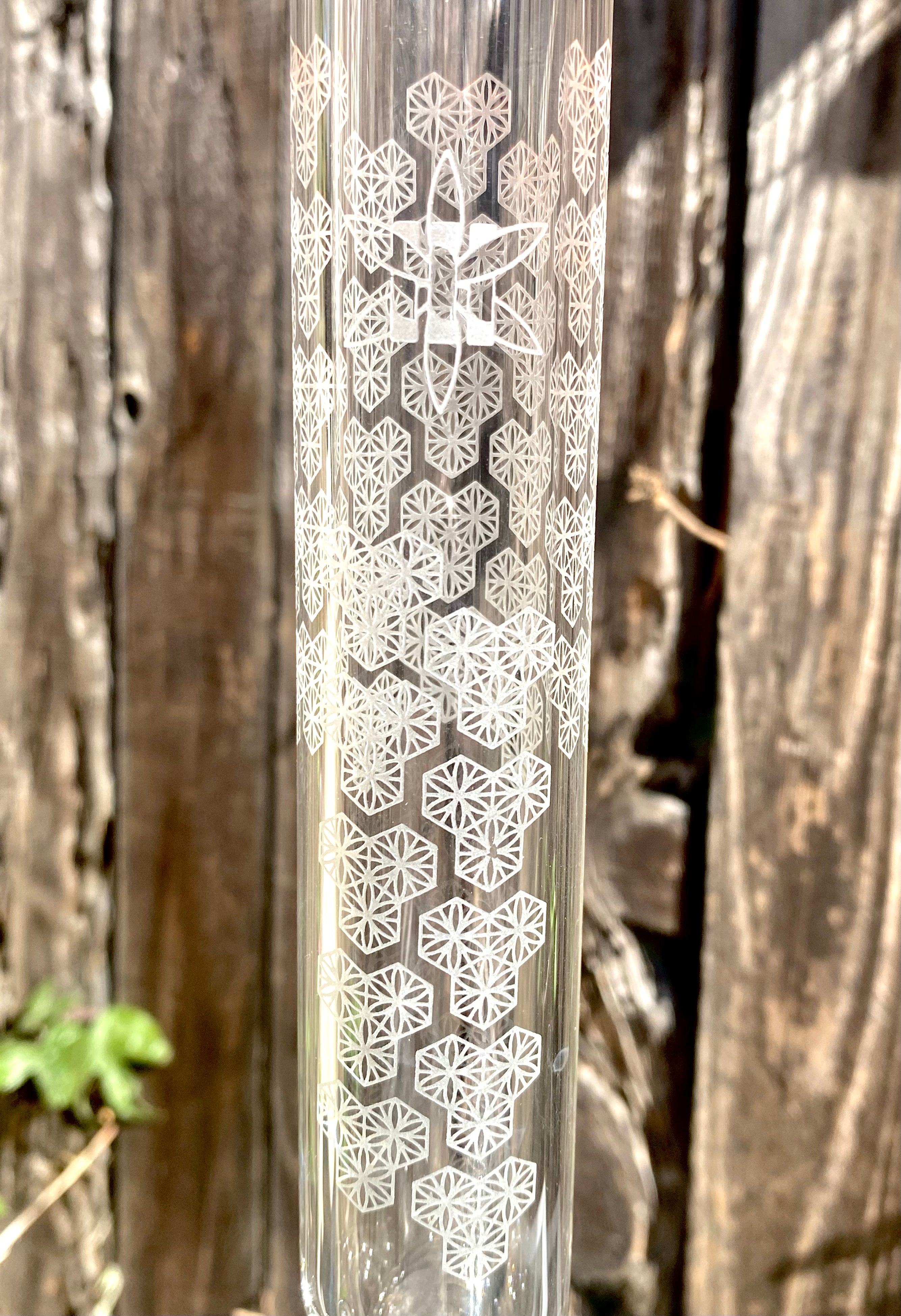 ILL GLASS 38mm 12" Custom Beaker with Sandblasting