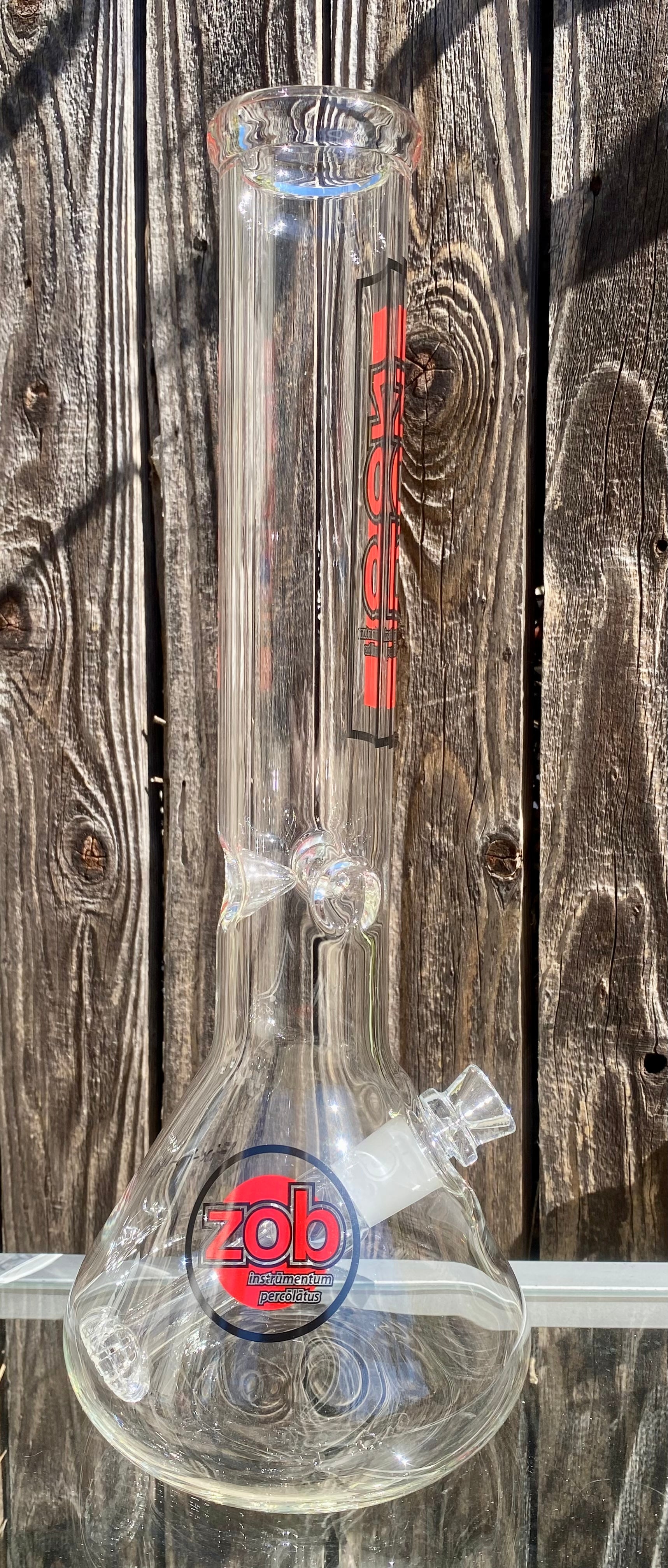 Zob 14 inch Beaker with Fixed Flat Disc Diffuser Red & Black Label