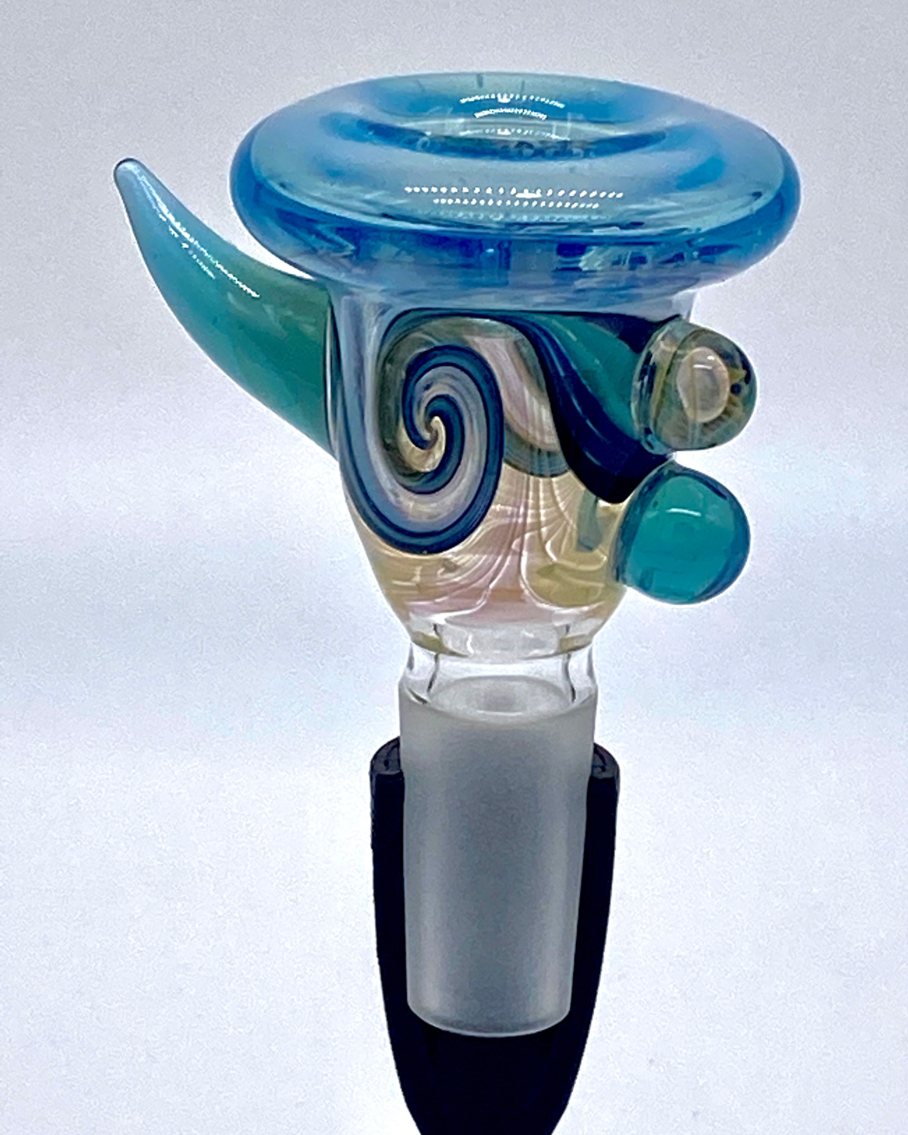 Gasp One Blue & Fumed 14mm Single Hole Slide - TheSmokeyMcPotz Collection 