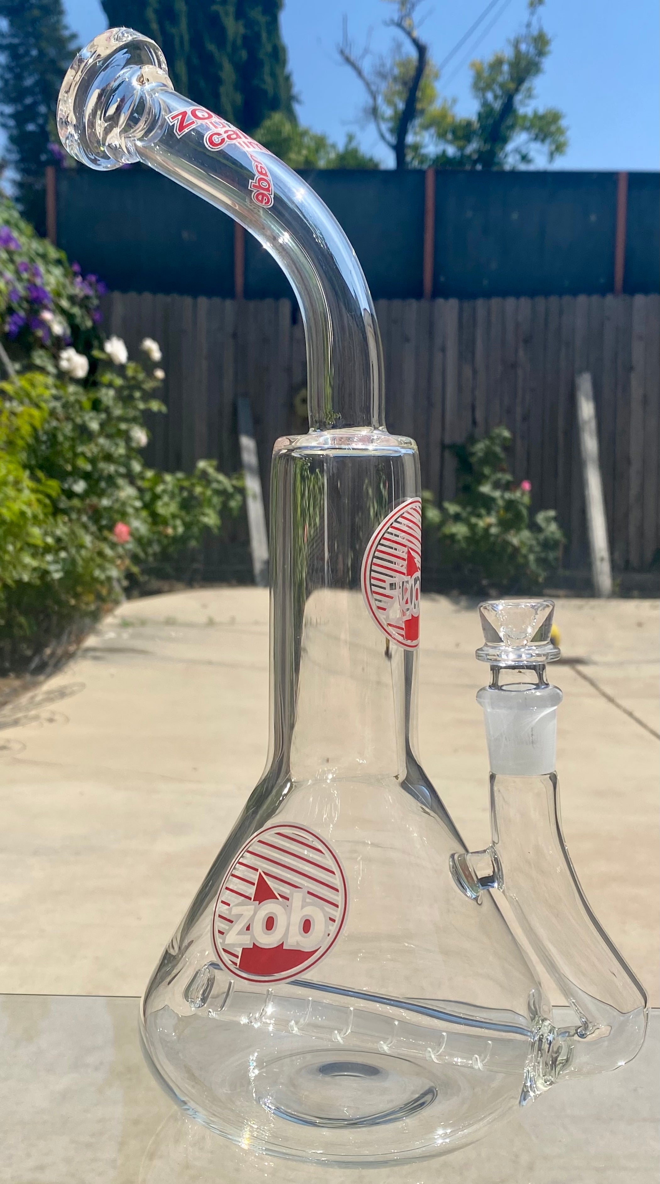 Zob 16 inch Stemless Inline Diffused Beaker Wubbler Red & White Label