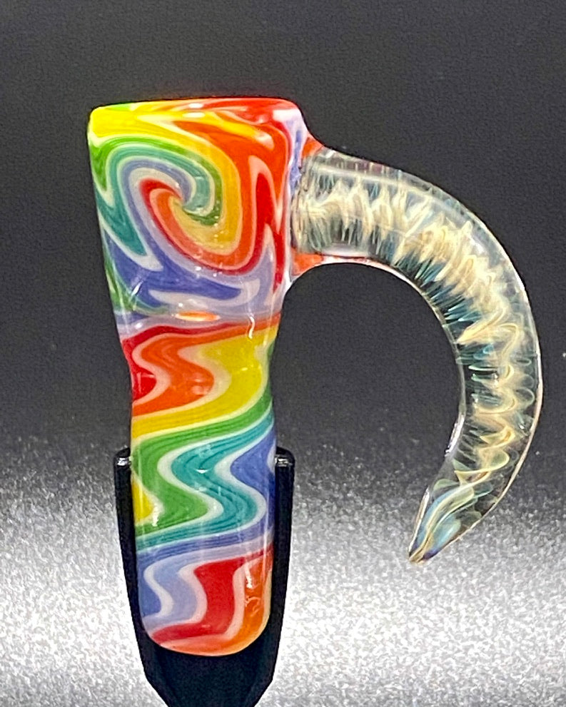 DZ Glass 18mm Fully Worked Wigwag Fume Handle #3 - TheSmokeyMcPotz Collection 