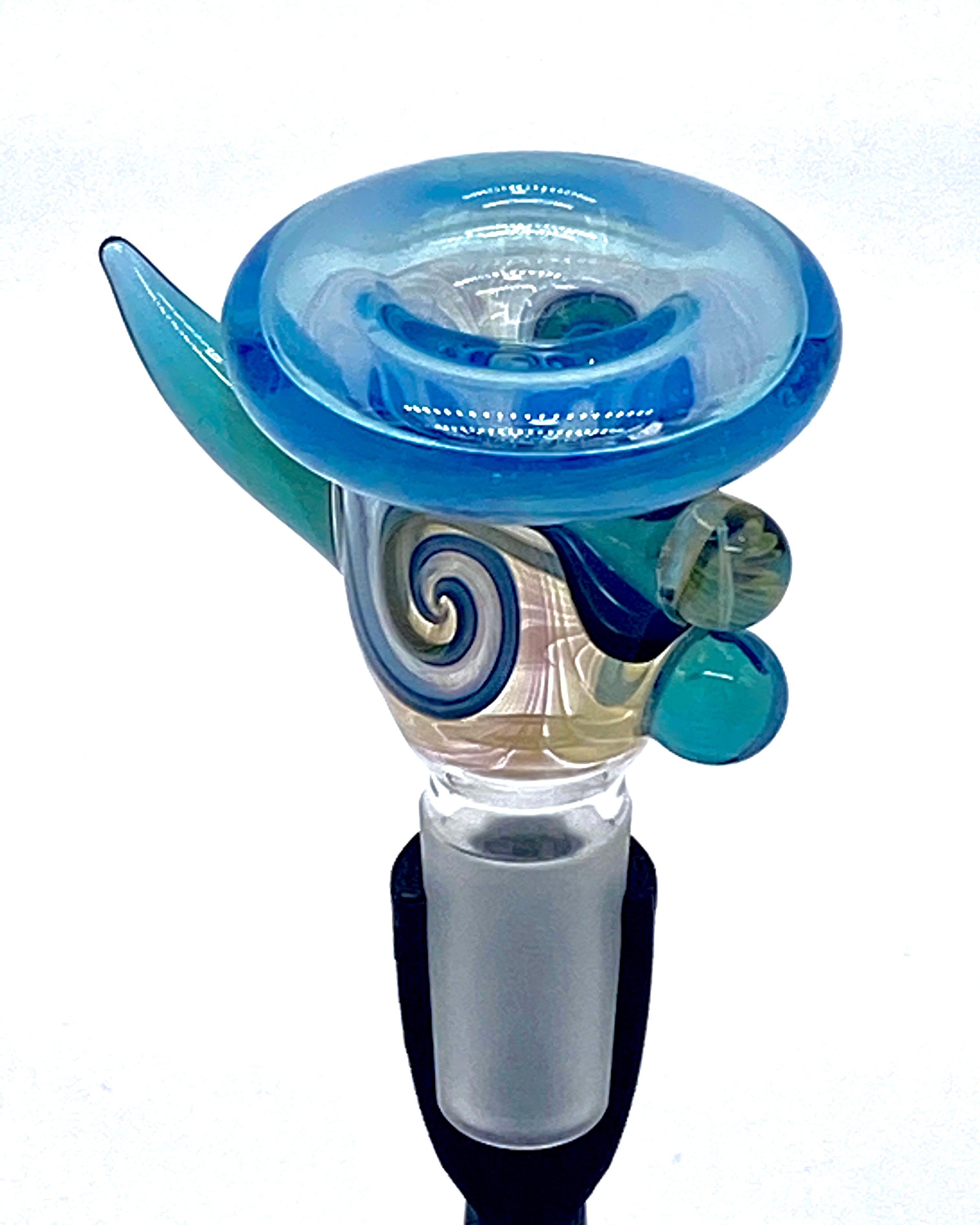 Gasp One Blue & Fumed 14mm Single Hole Slide - TheSmokeyMcPotz Collection 