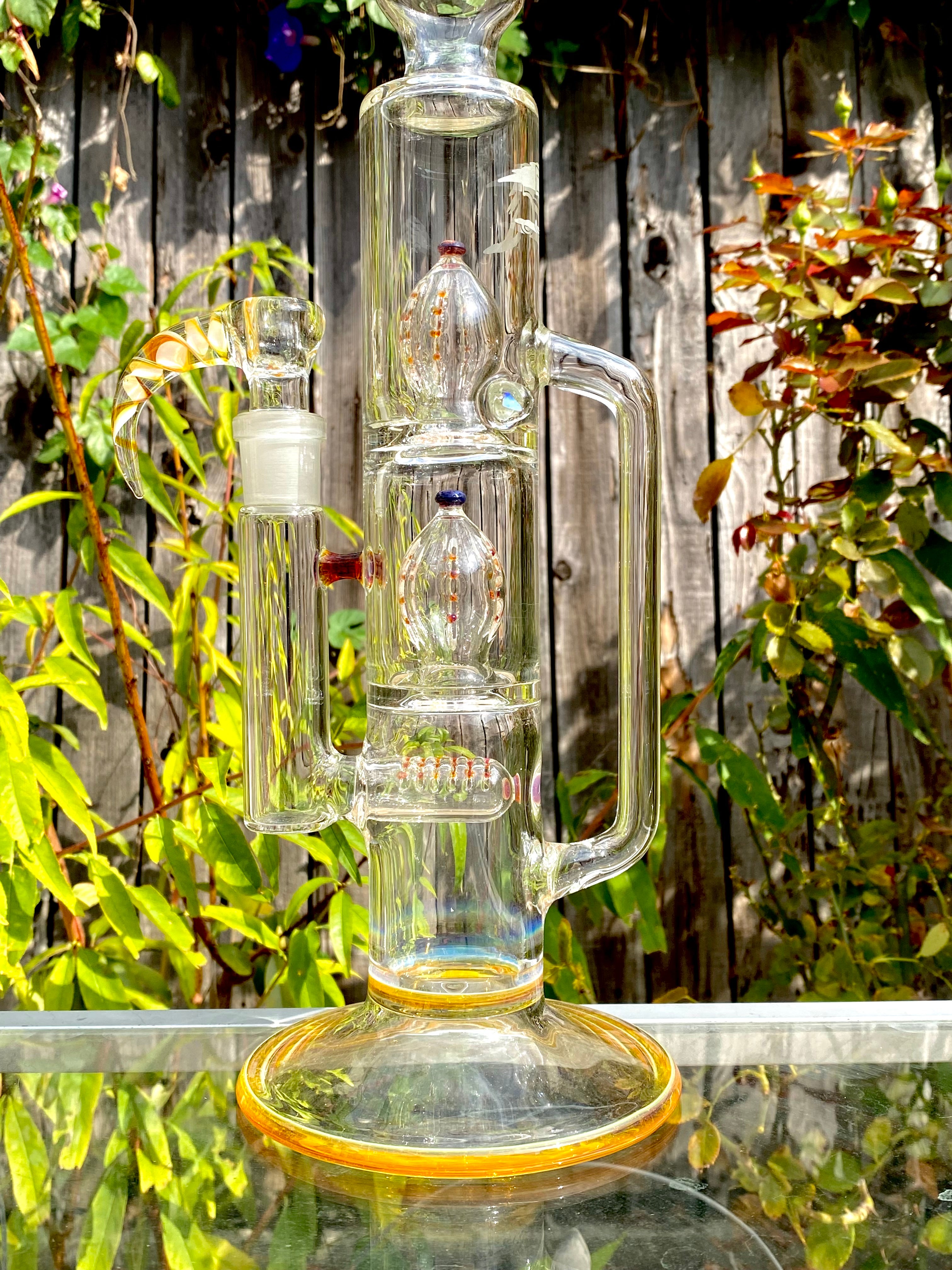 5_3lements Glass Grid to Double Imperial Recycler Amber Purple