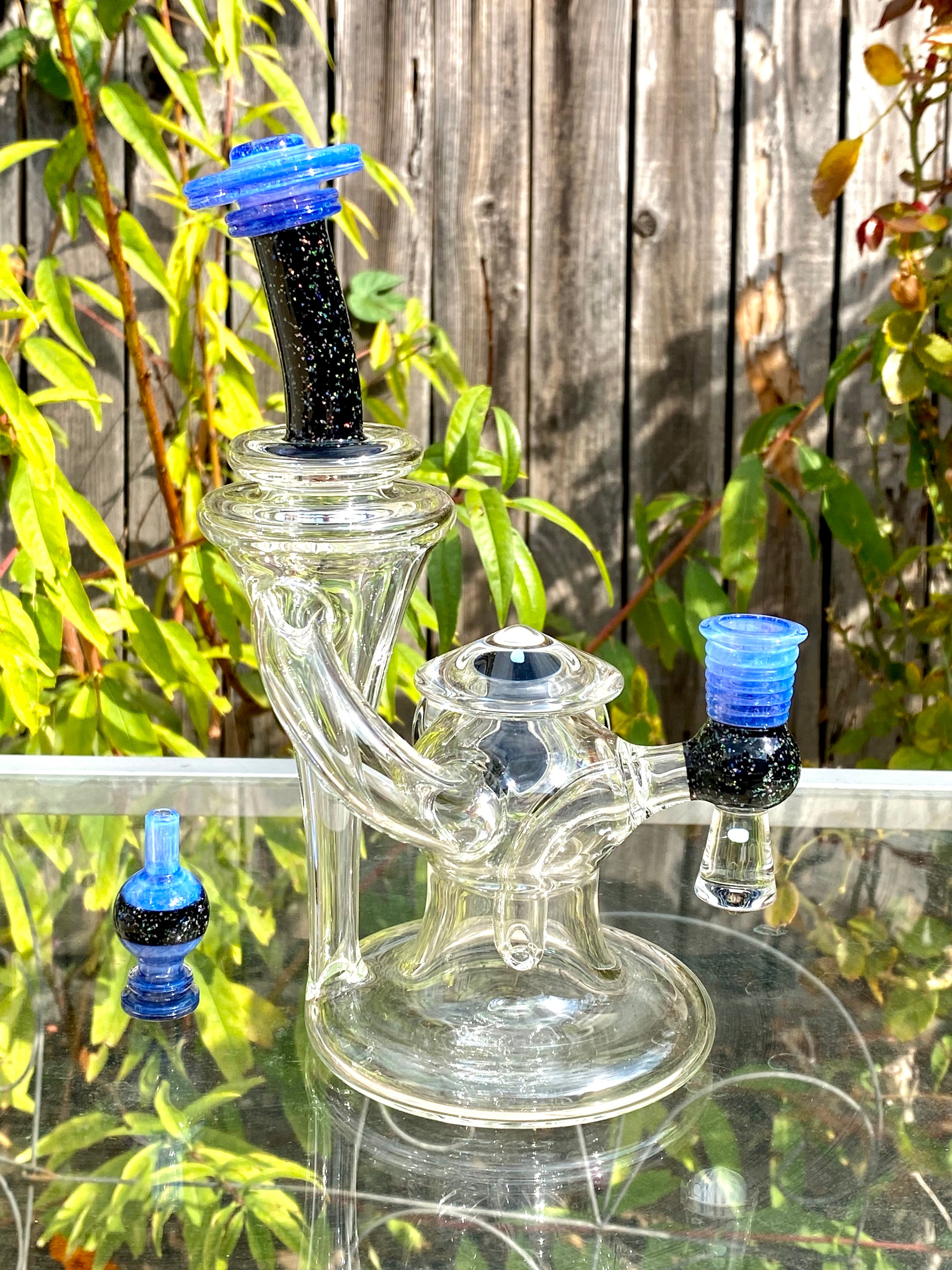 Tons of Fun 14mm Neptune & Crushed Opal Single Uptake Recycler