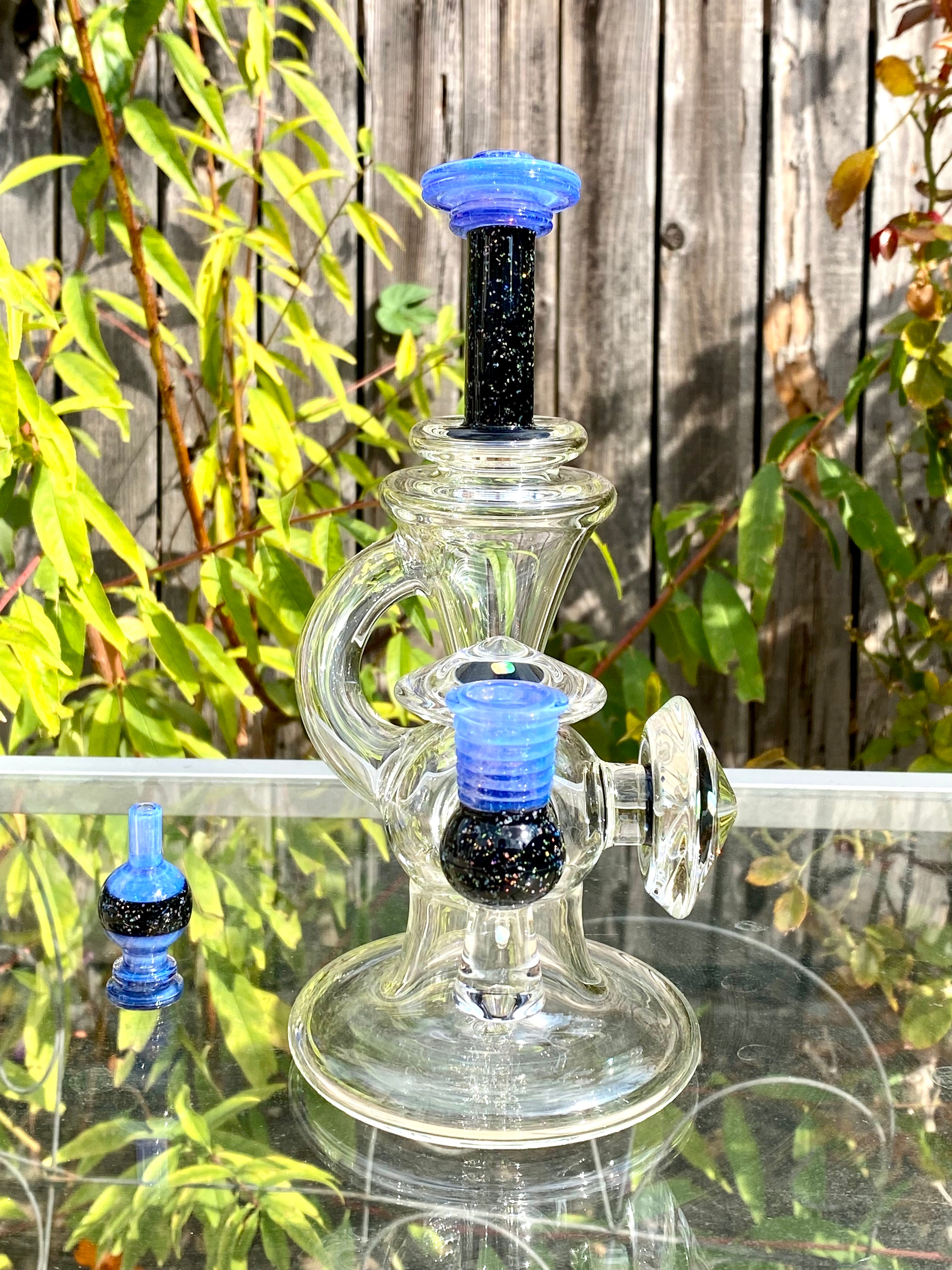 Tons of Fun 14mm Neptune & Crushed Opal Single Uptake Recycler