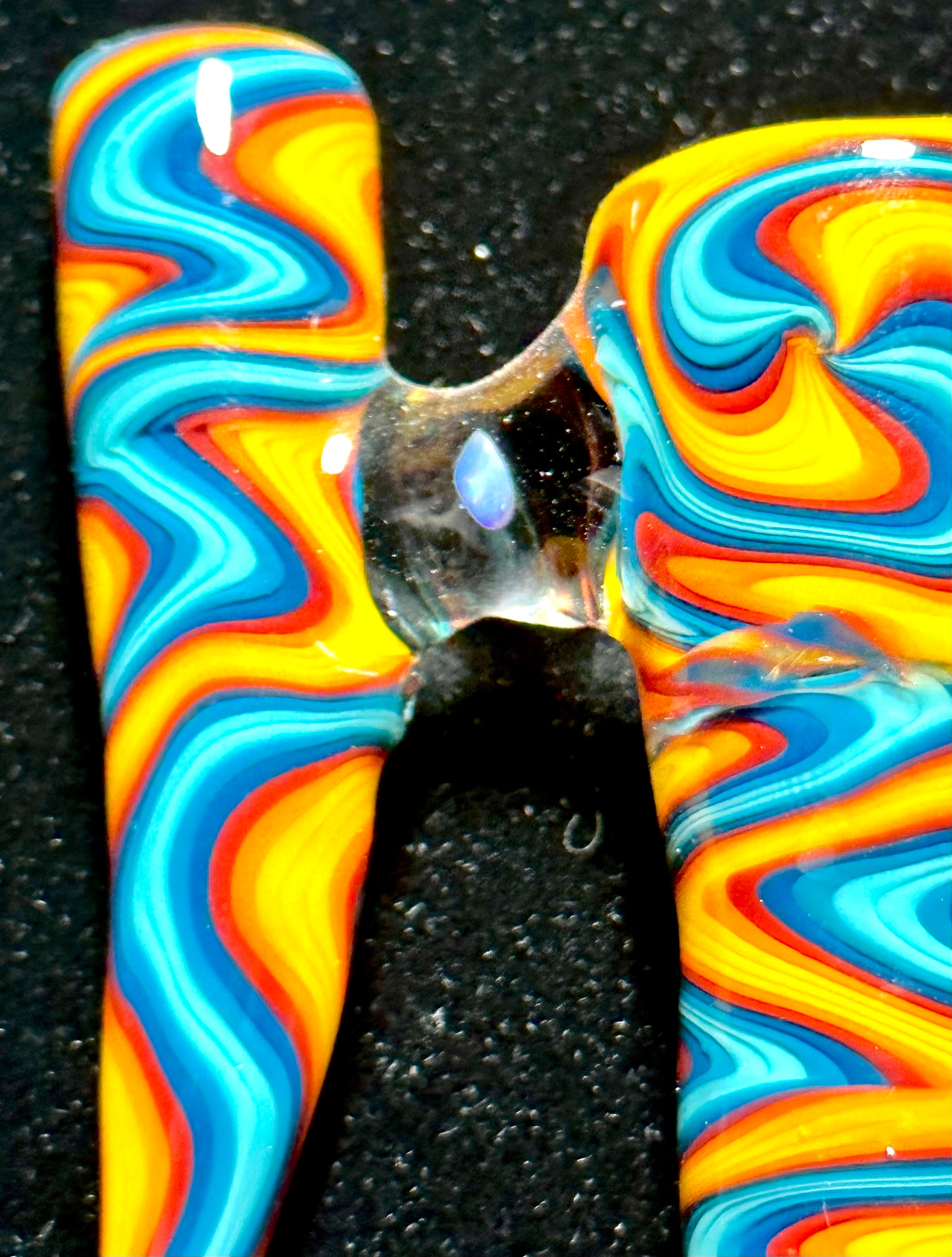 DZ Glass 18mm Fully Worked WigWag With Floating Opal #2 18mm