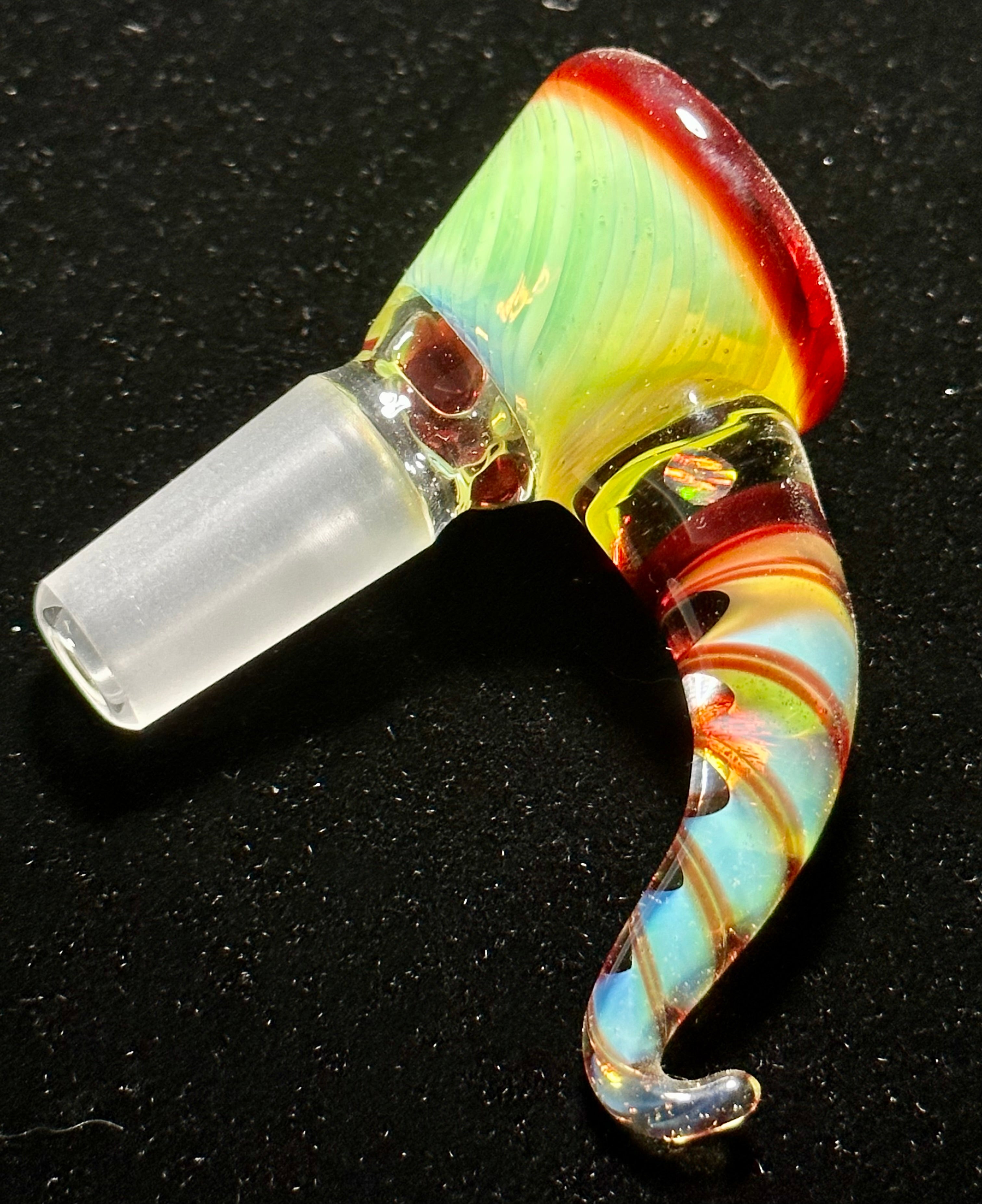 Mary Blows Glass Green-Red Martini Horn Handle 14mm
